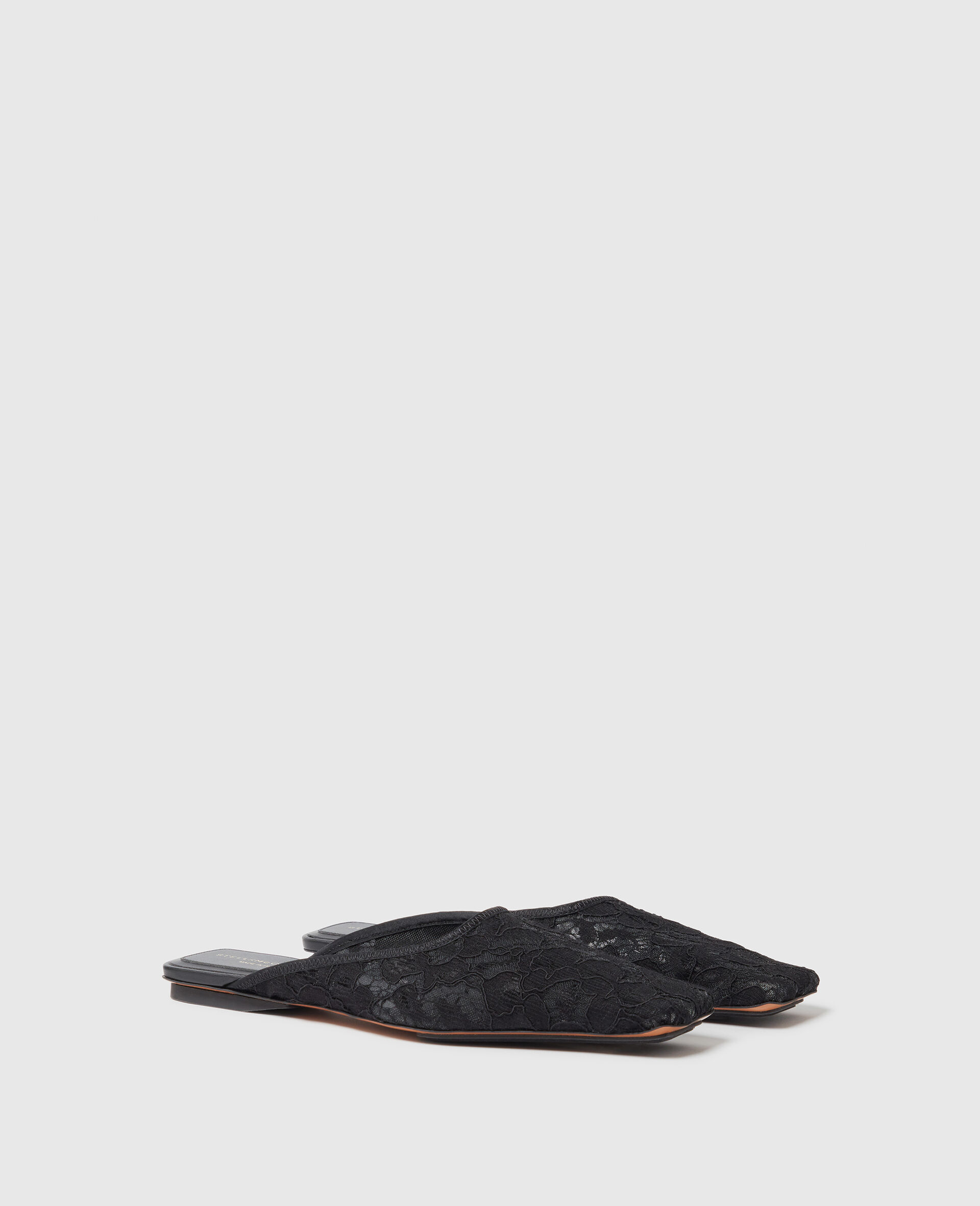 Square-Toe Lace   Backless Mules-Black-medium Square-Toe Lace   Backless Mules-Black-medium