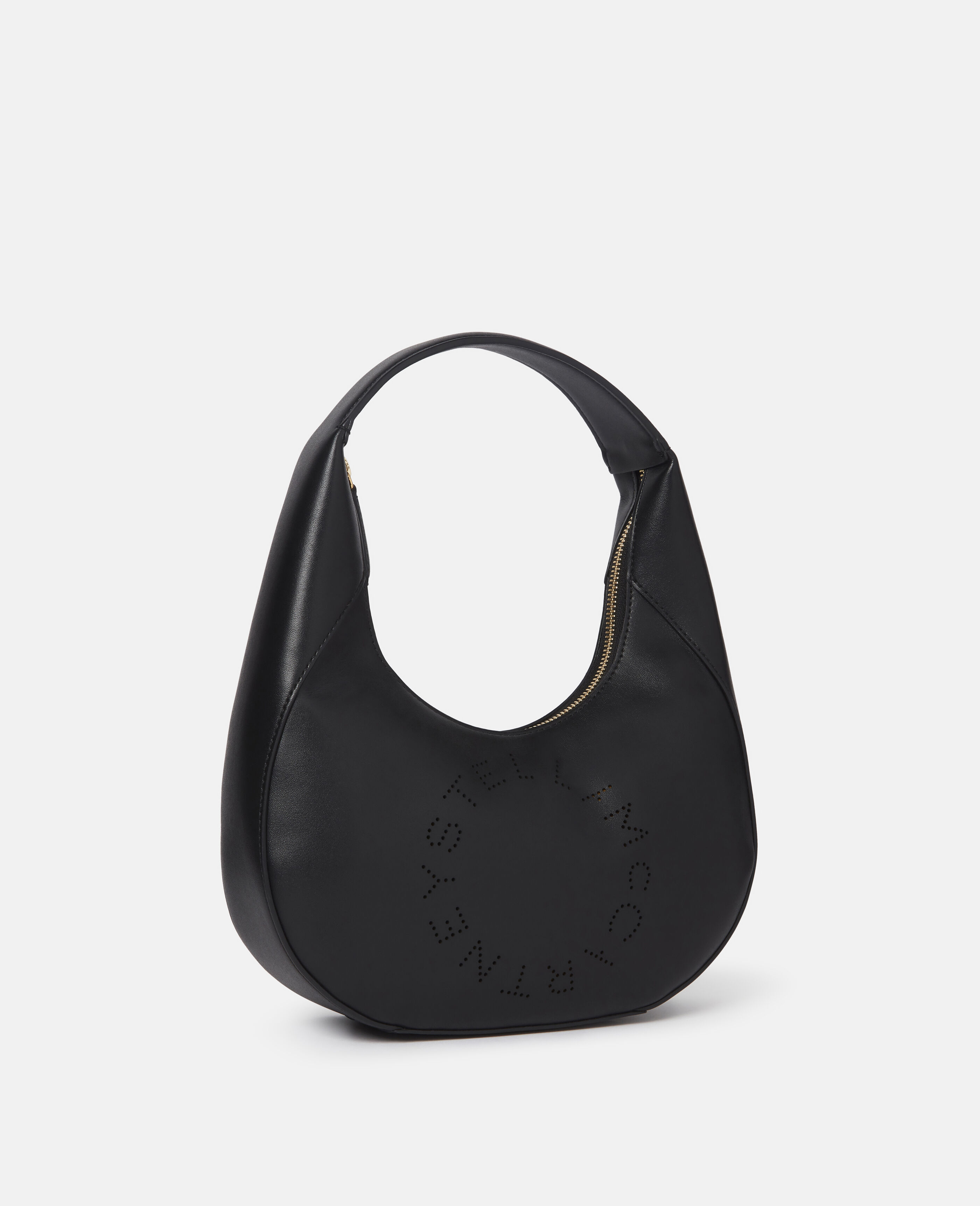 Women BLACK Small Stella Logo Hobo Shoulder Bag Stella McCartney US