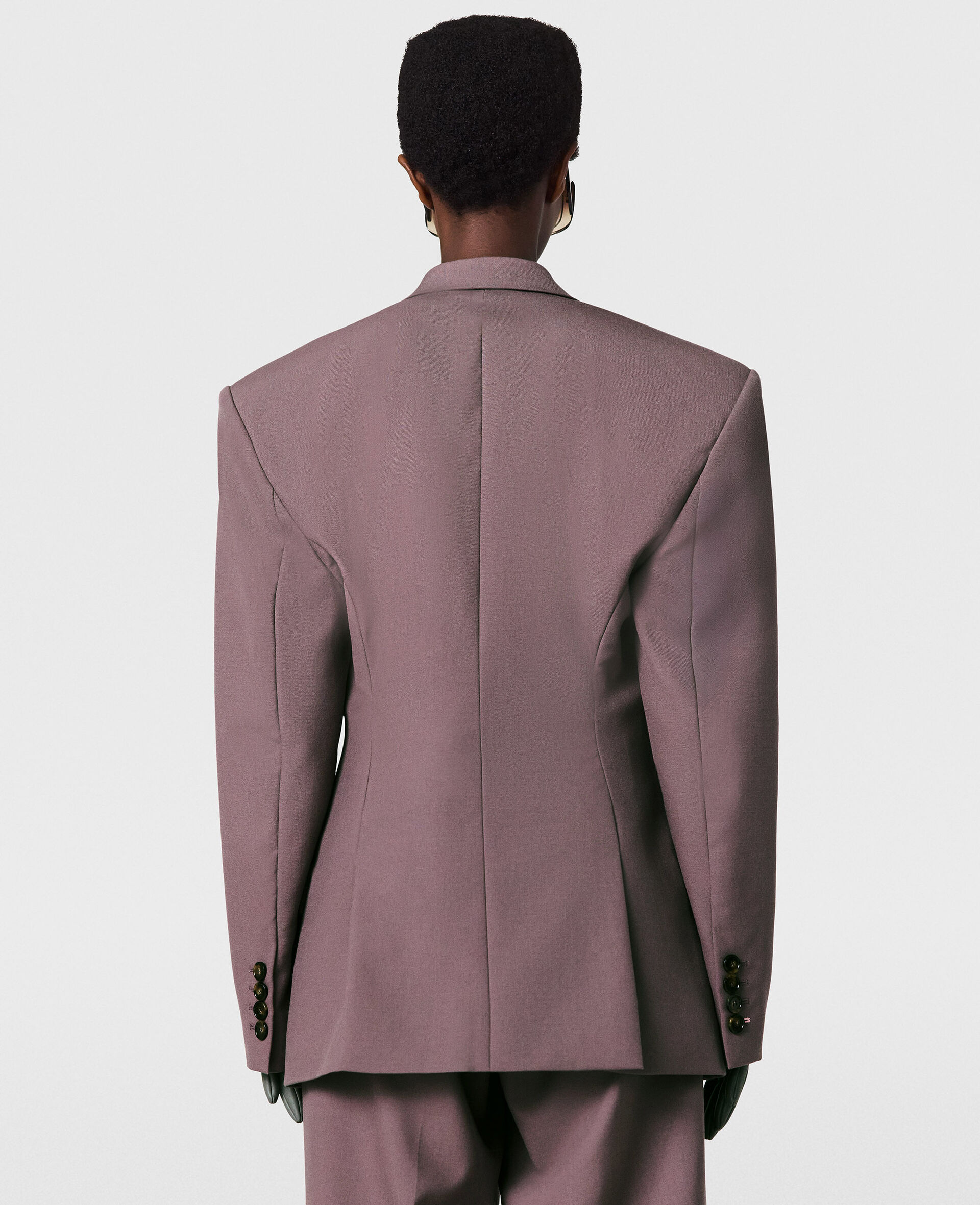 Canvas Double-Breasted Waisted Jacket-Purple-large image number 3