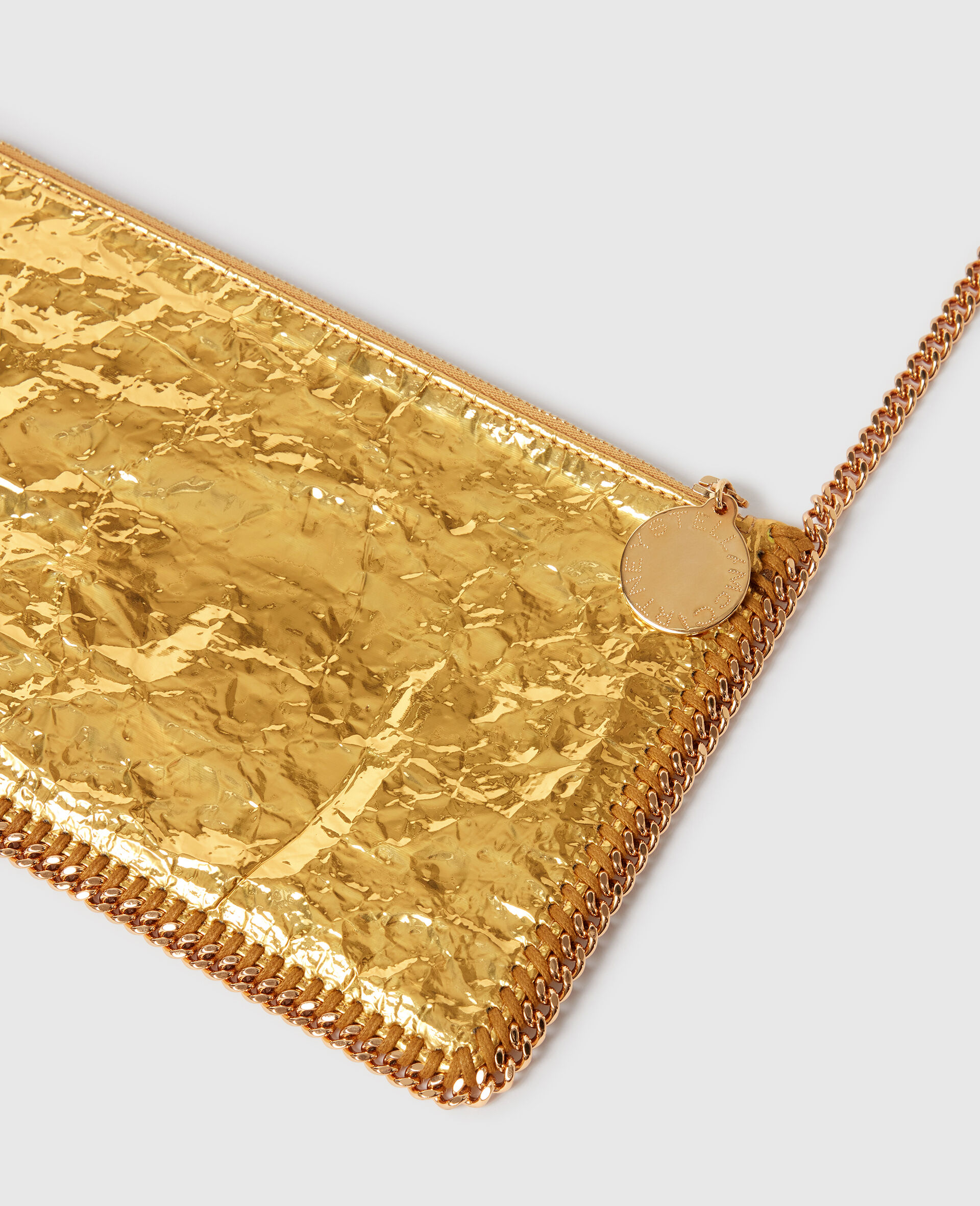 Crinkled Metallic Falabella Wallet Crossbody Bag-Gold-large image number 5