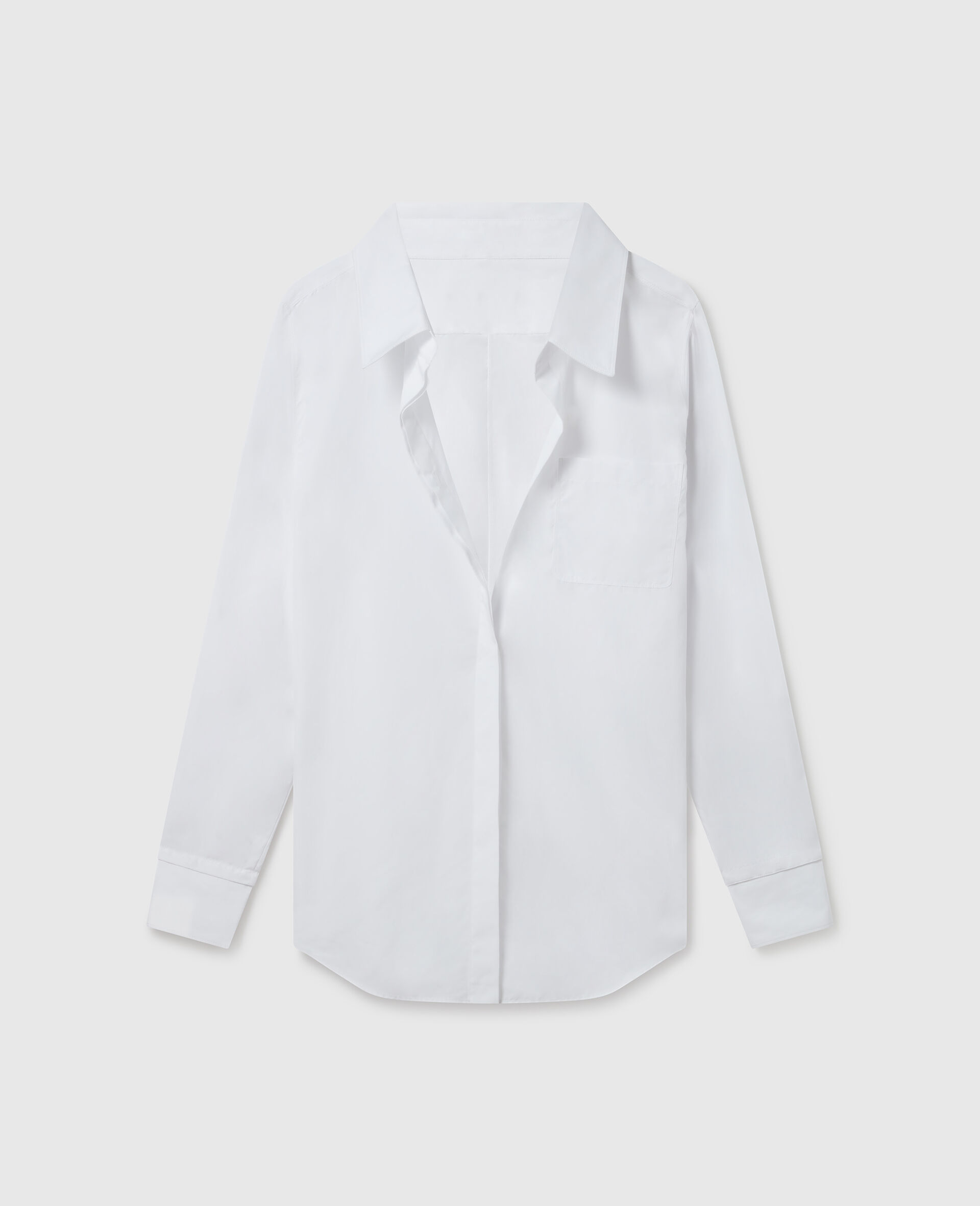 Open V-Neck Collared Shirt -White-medium