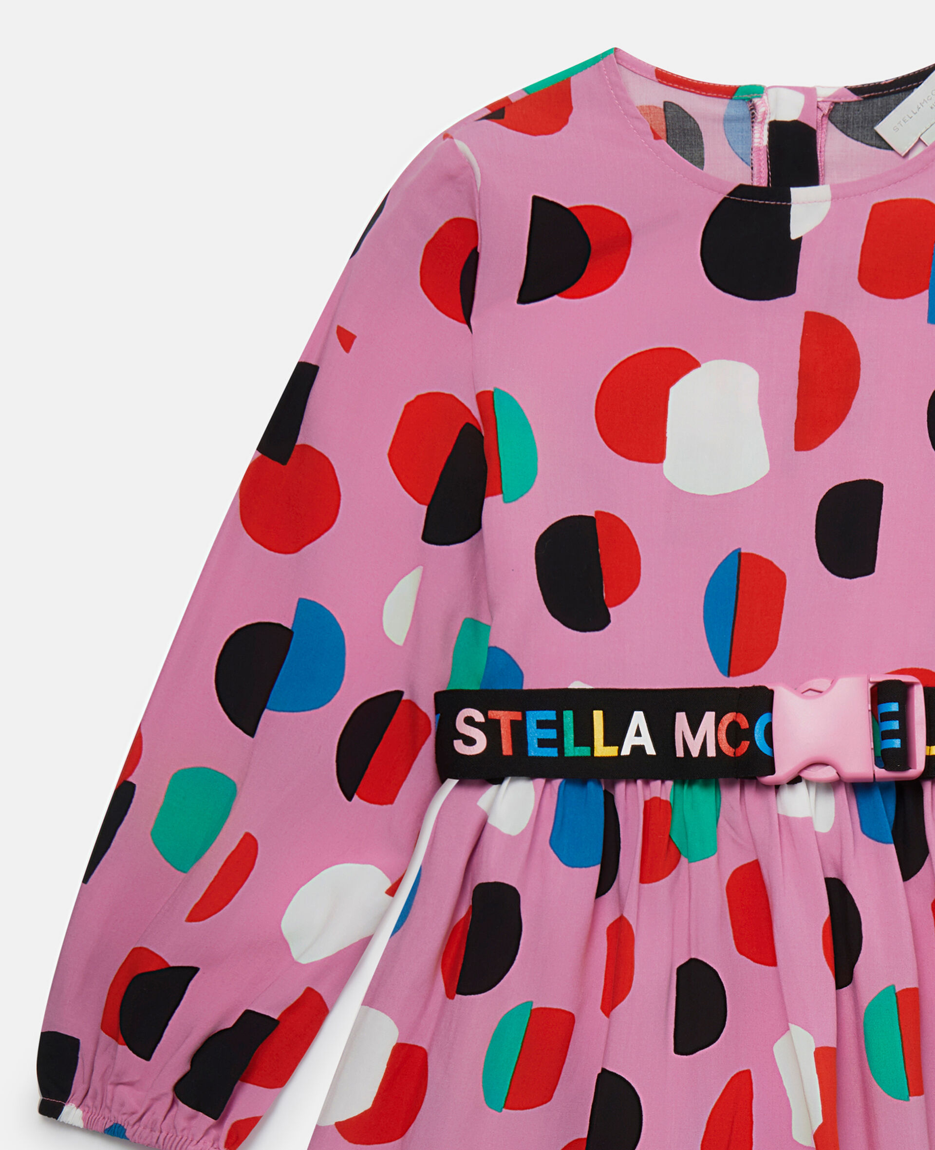 Logo Tape Dot Print Dress-Multicolour-large image number 1