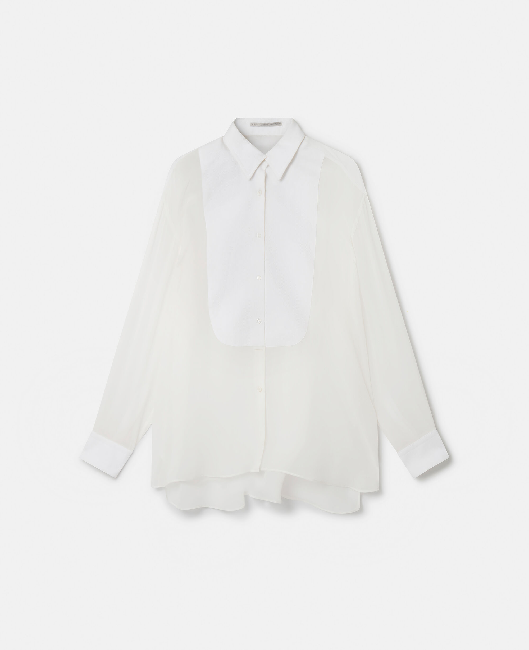 Women ホワイト S-Wave シルクシフォン タキシードシャツ | Stella McCartney JP