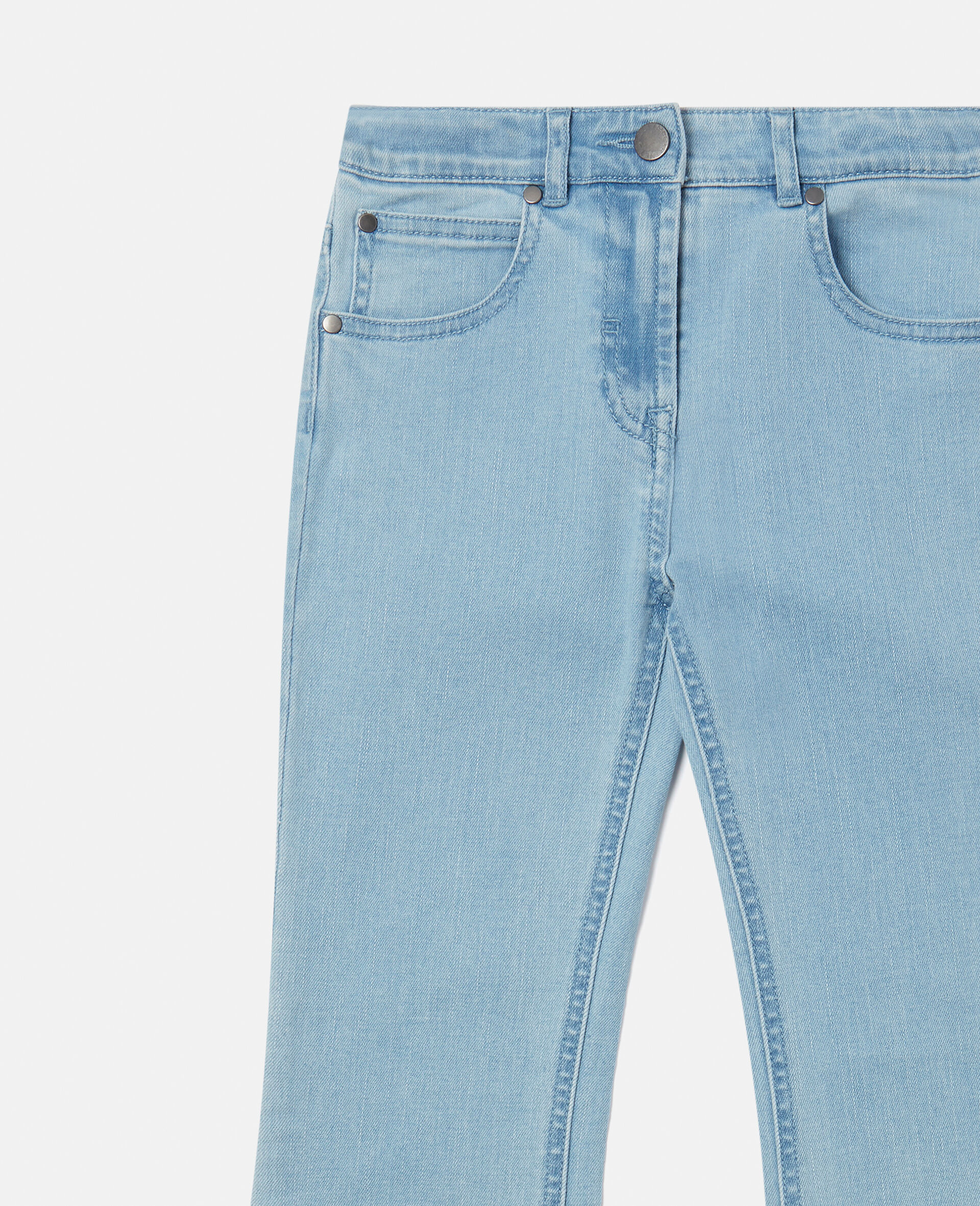 Doodle Print Flared Jeans-Blue-large image number 1