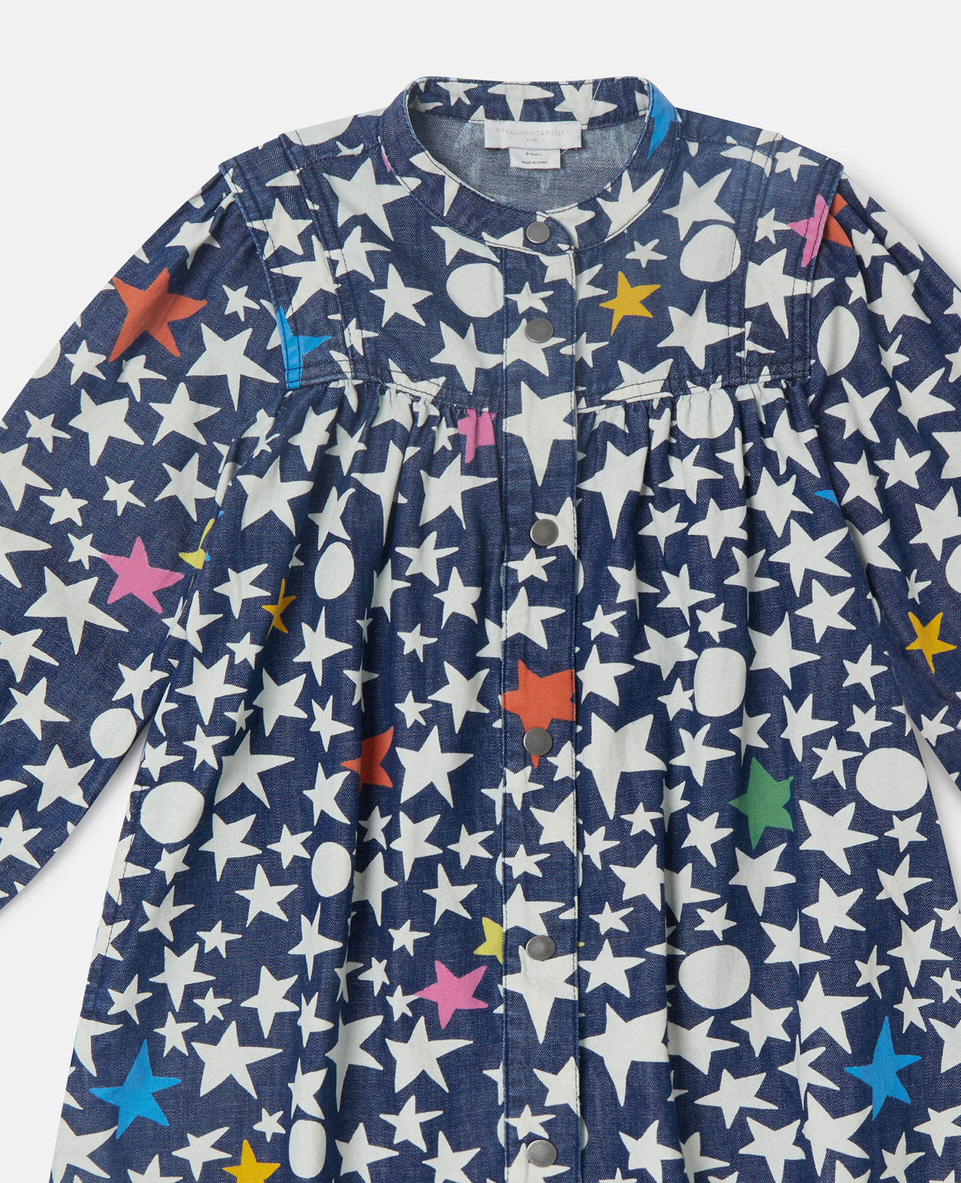 Star Print Long-Sleeve Dress-Multicolour-large image number 2
