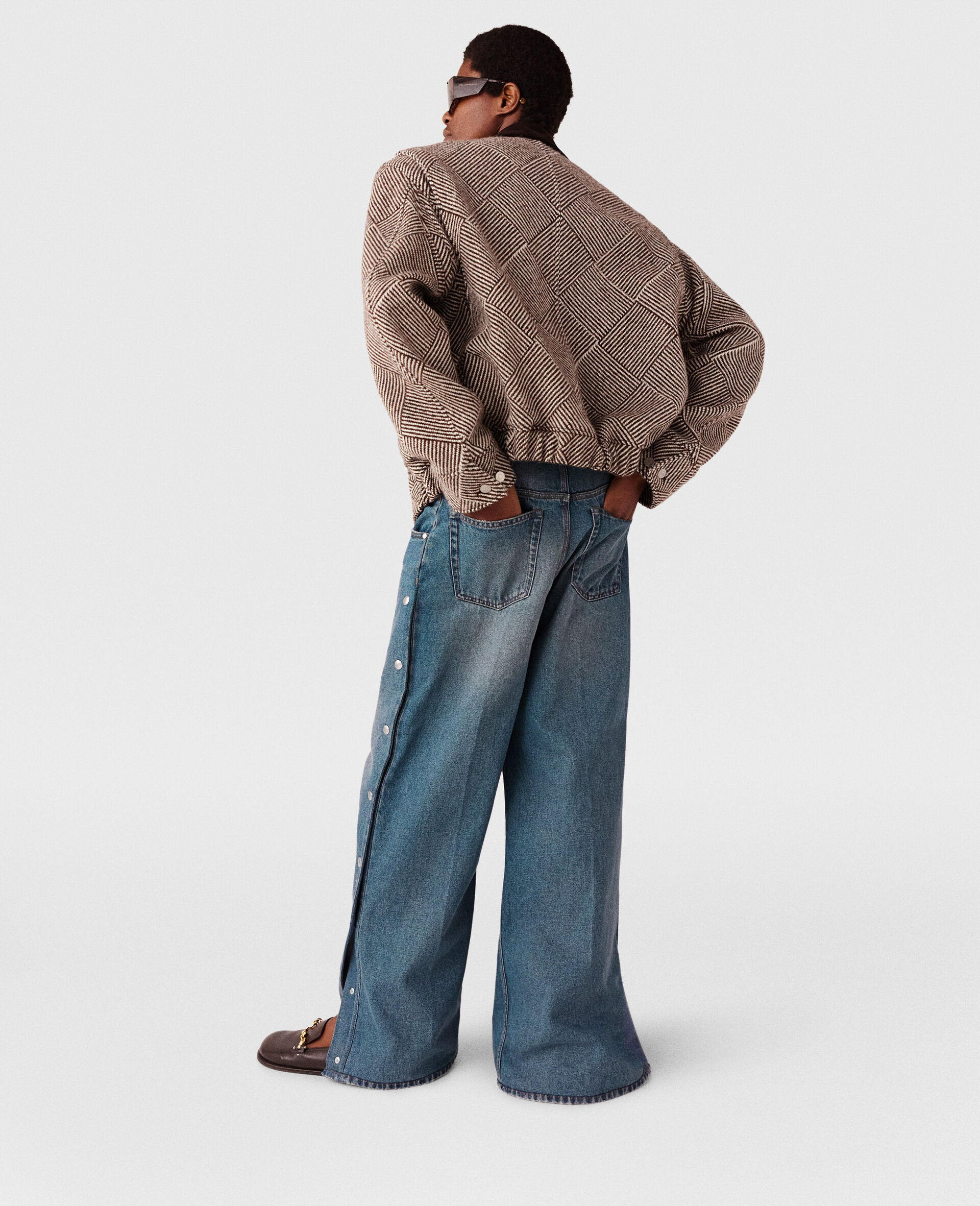 Veste bomber oversize en tweed-Beige-large image number 6