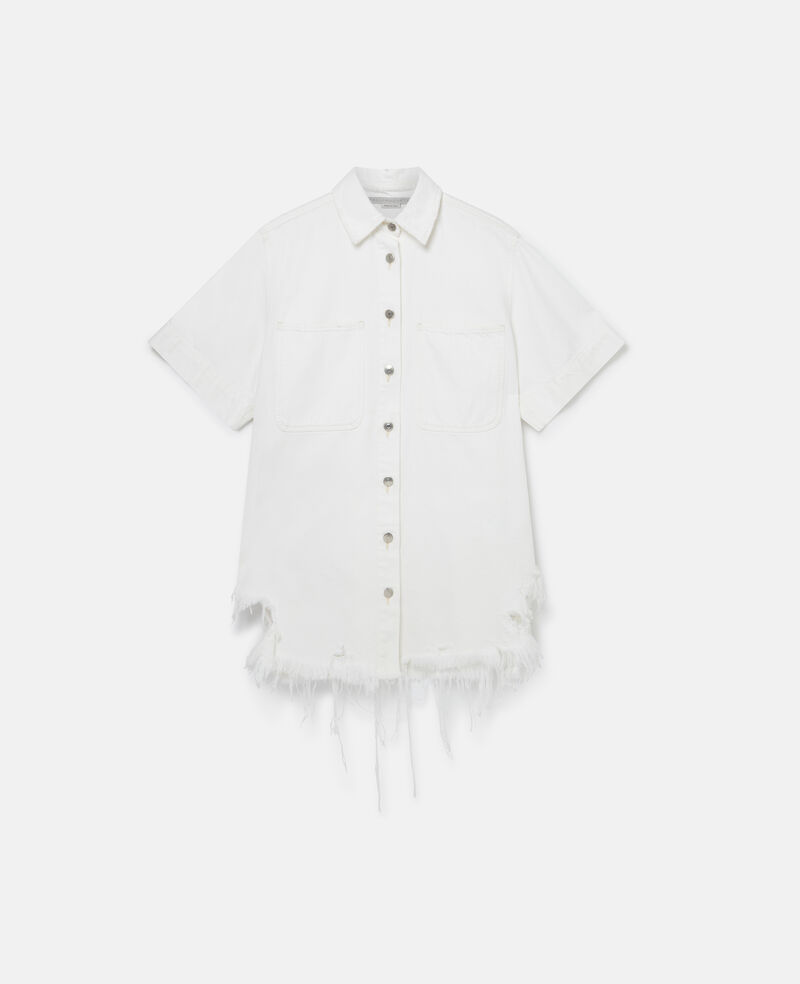 Camicia in Denim Invecchiato-Bianco-large image number 0