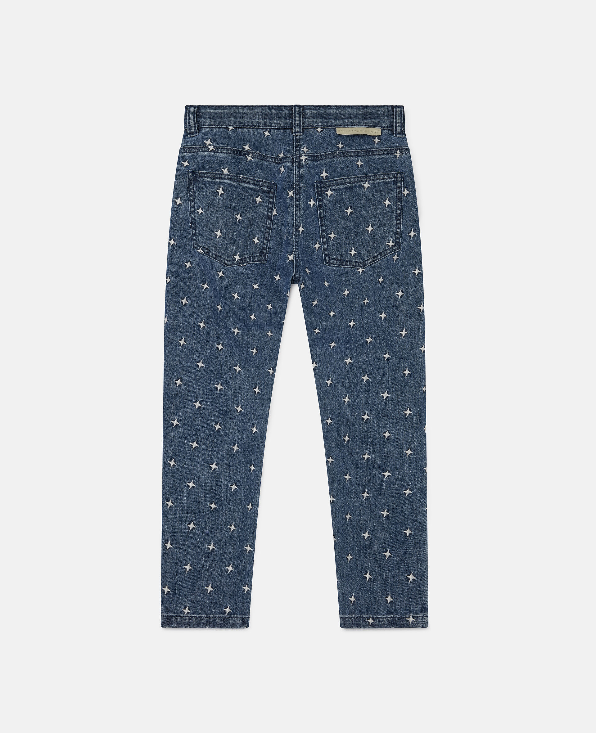 Embroidered Stars Denim Trousers-Blue-large image number 1