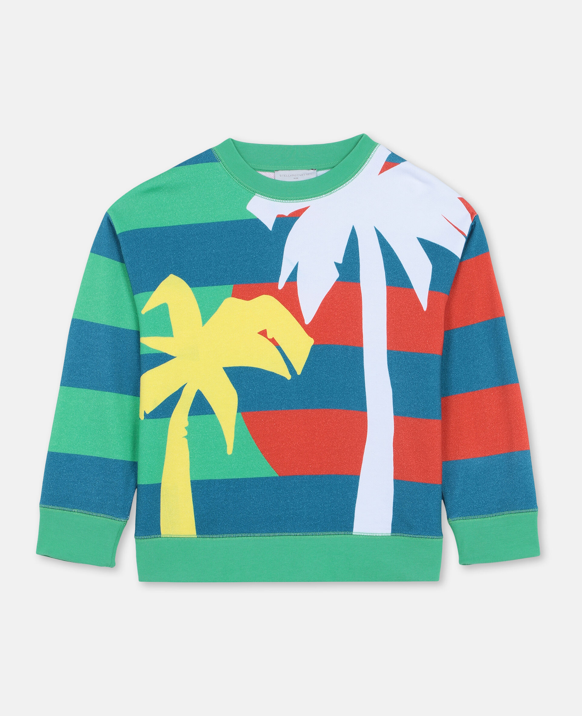 Sweat-shirt oversize en coton à motif palmiers -Vert-large