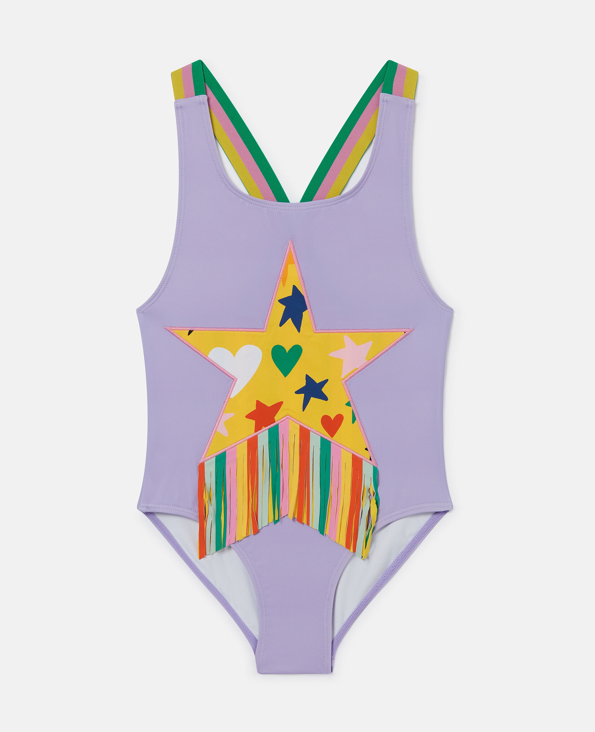 Star Graphic Fringe Swimsuit-Purple-large image number 0