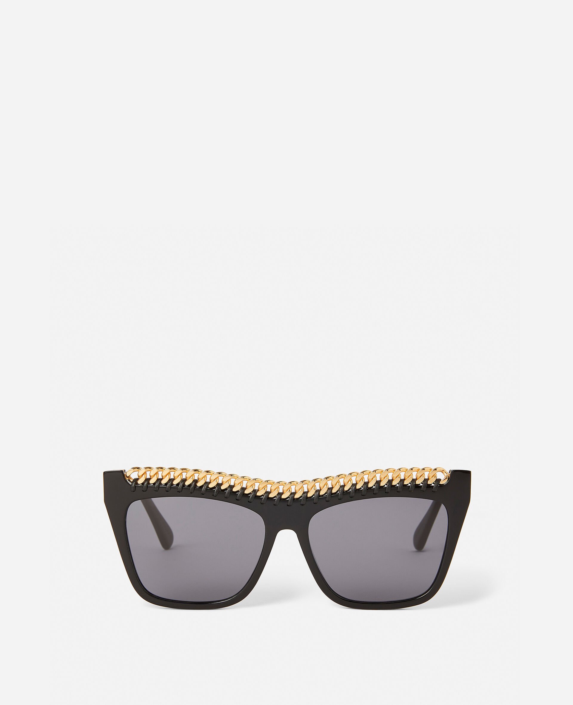 Glänzend schwarze Sonnenbrille mit eckiger Fassung-Brown-large Glänzend schwarze Sonnenbrille mit eckiger Fassung-Brown-large image number 0