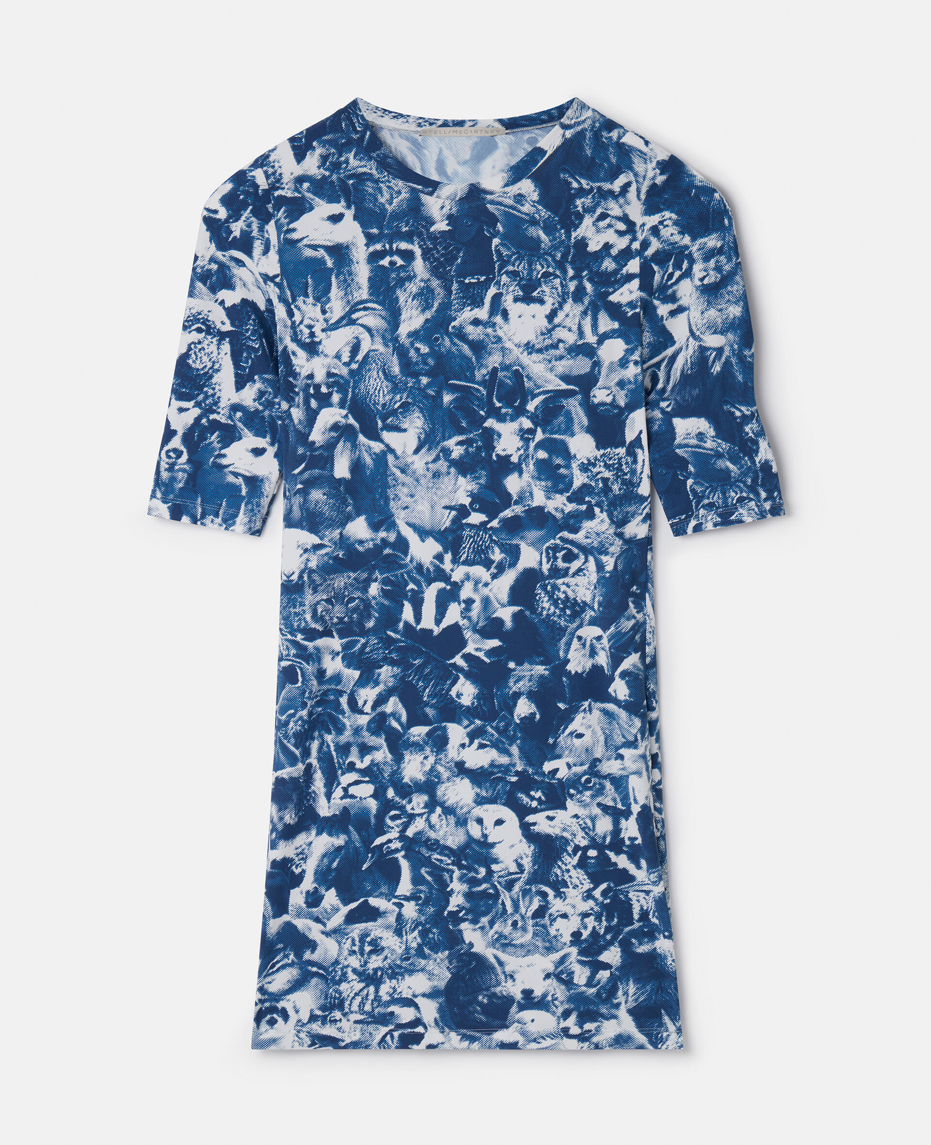 Animal Forest Print Mini Dress-Blue-medium