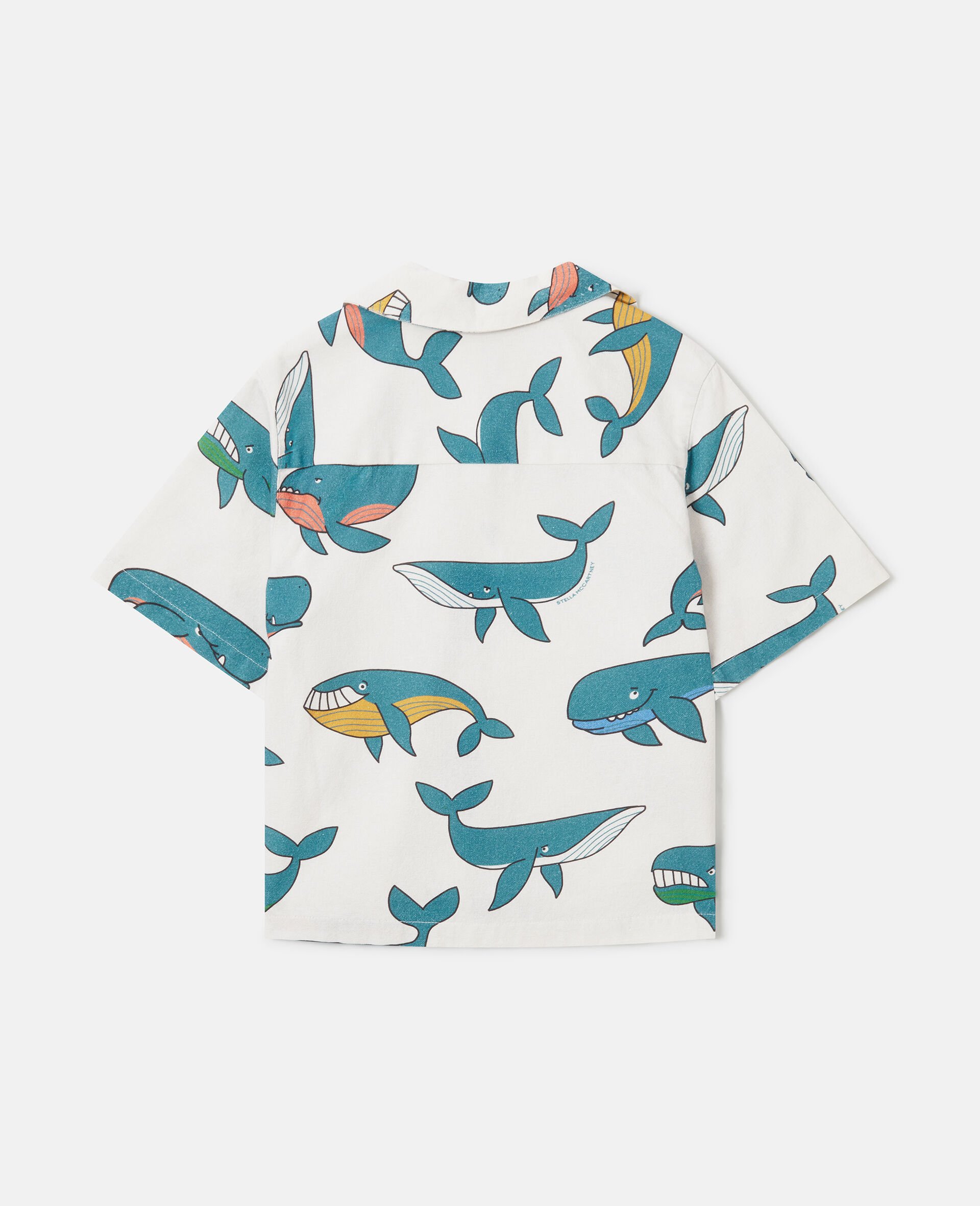 Whale Print Cotton Shirt-White-large image number 2