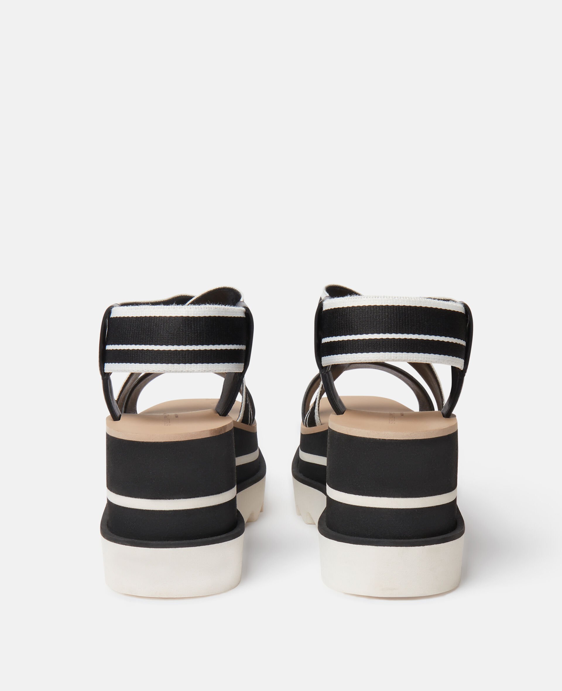 Sneak-Elyse Striped Platform Sandals-Black-large image number 3