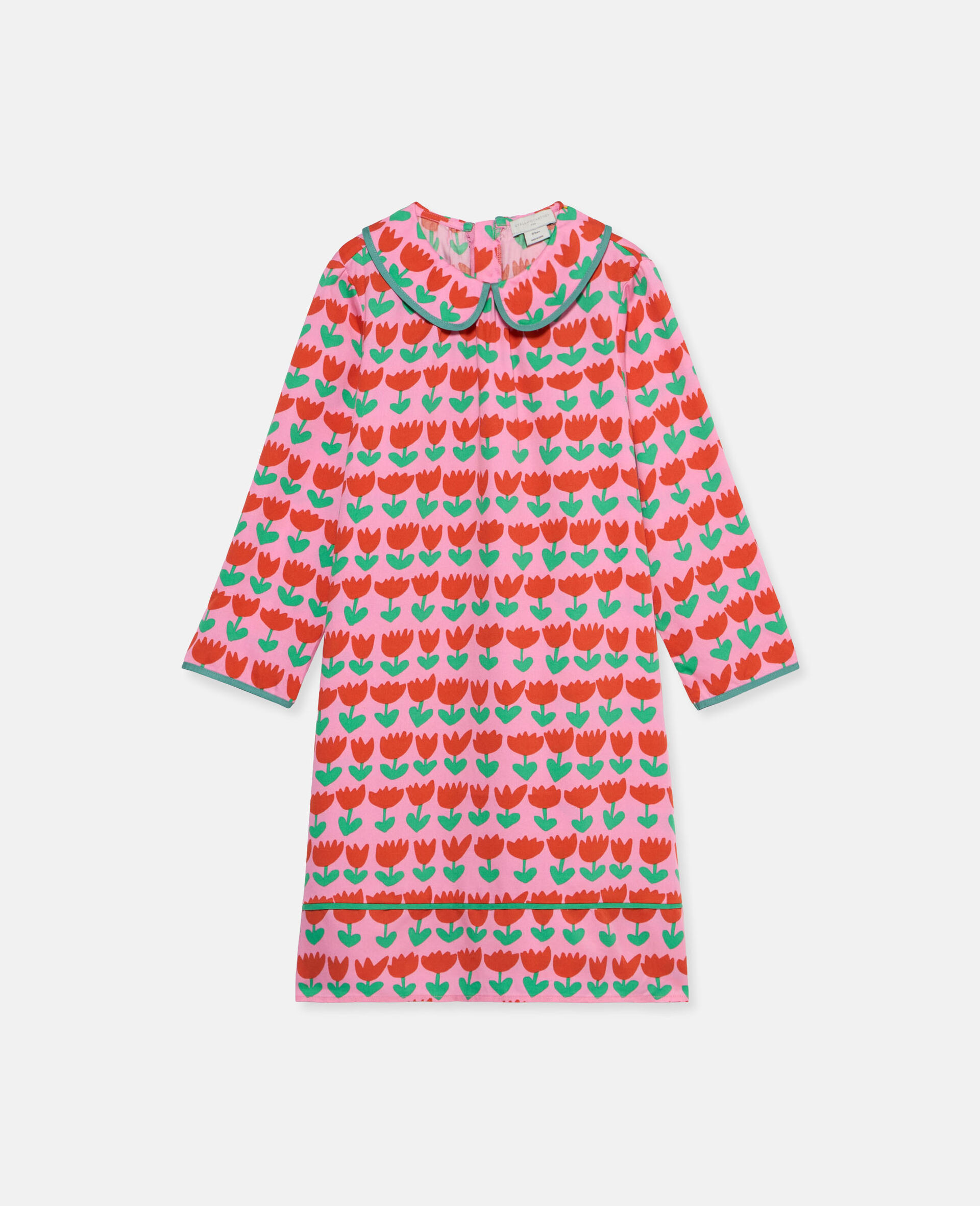 Tulip Print Peter Pan Collar Dress-Multicoloured-large image number 0