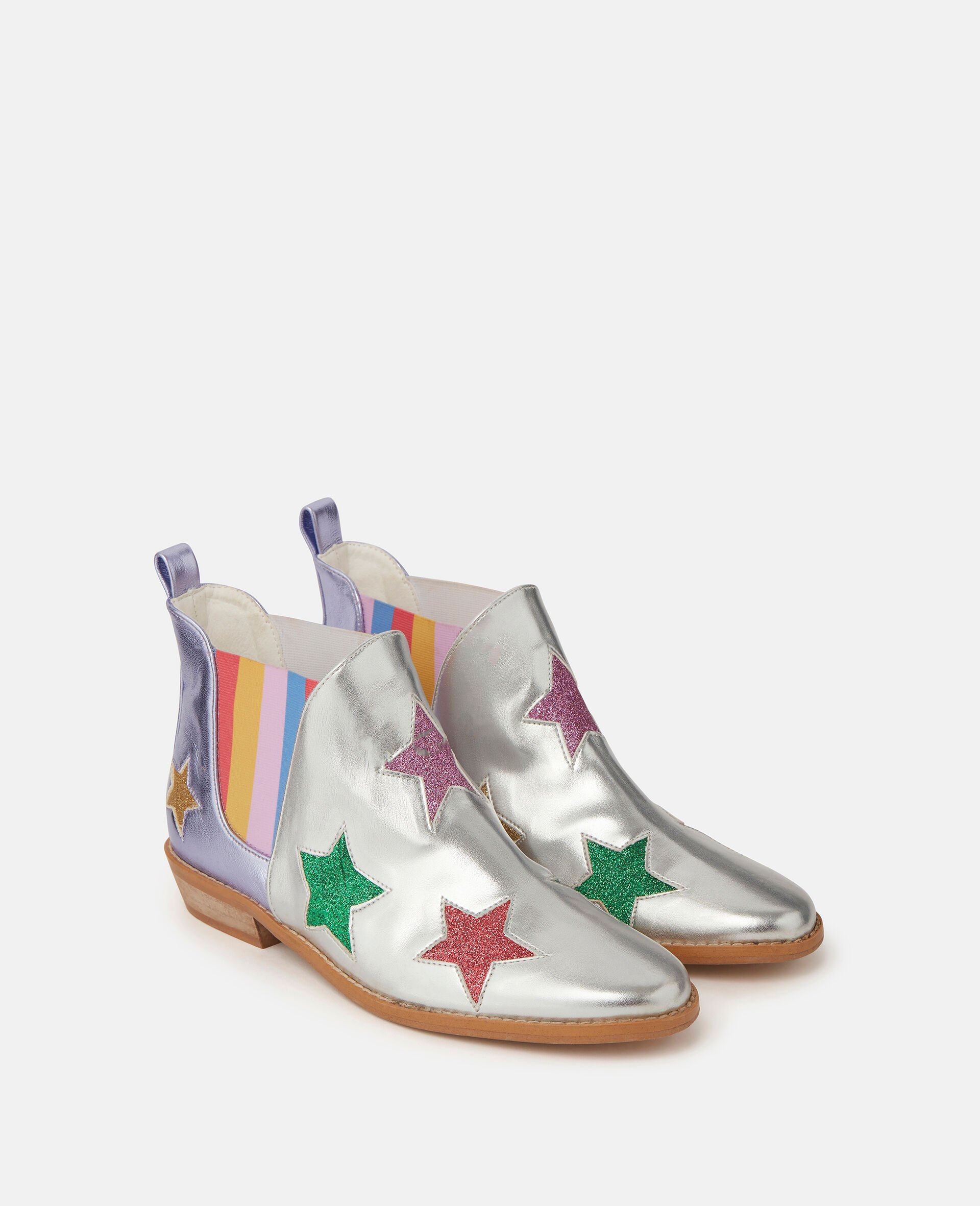 Metallic Stella Star Ankle Boots-Grey-large Metallic Stella Star Ankle Boots-Grey-large image number 1