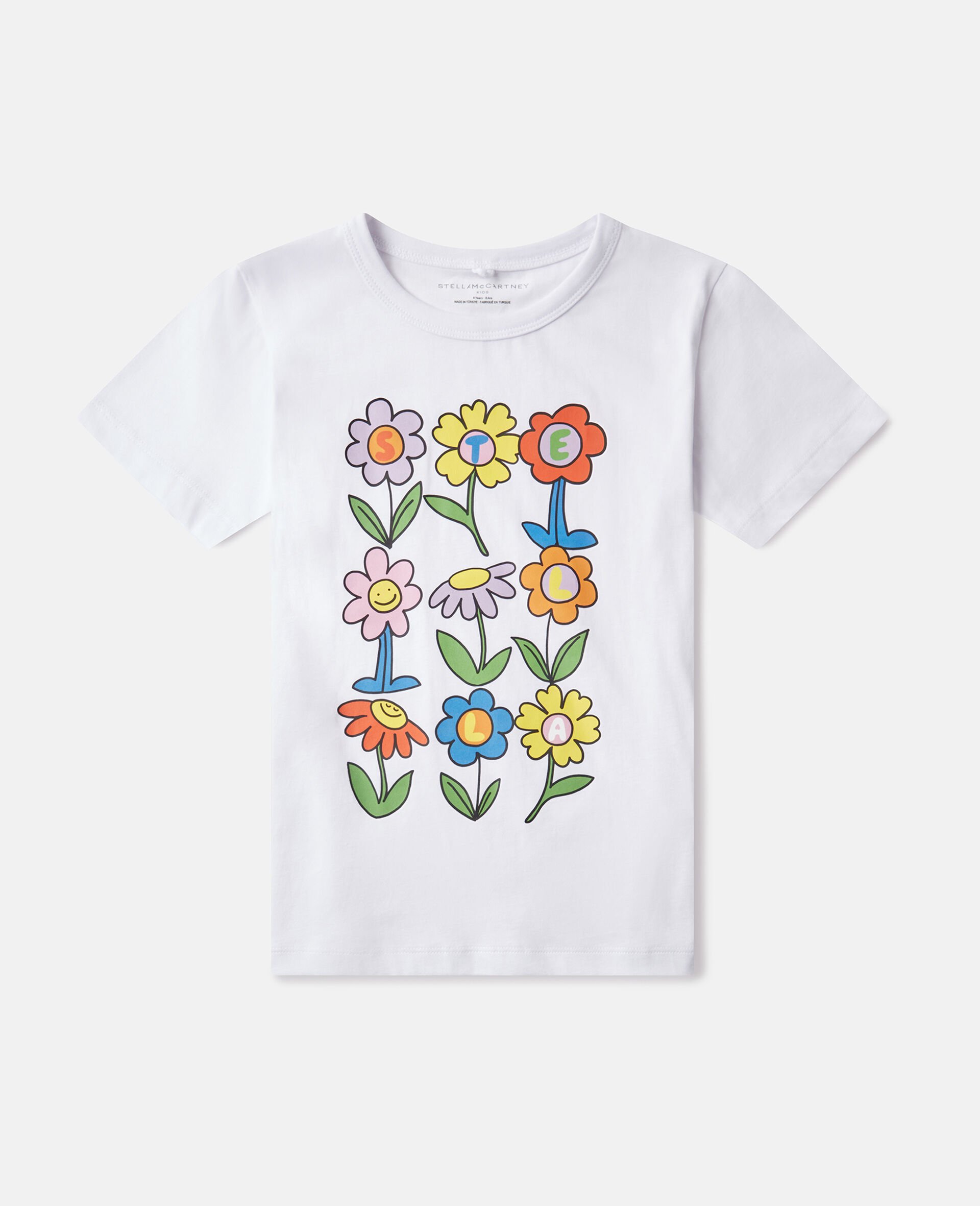 T-Shirt mit Blumen-Grafik-Weiß-medium