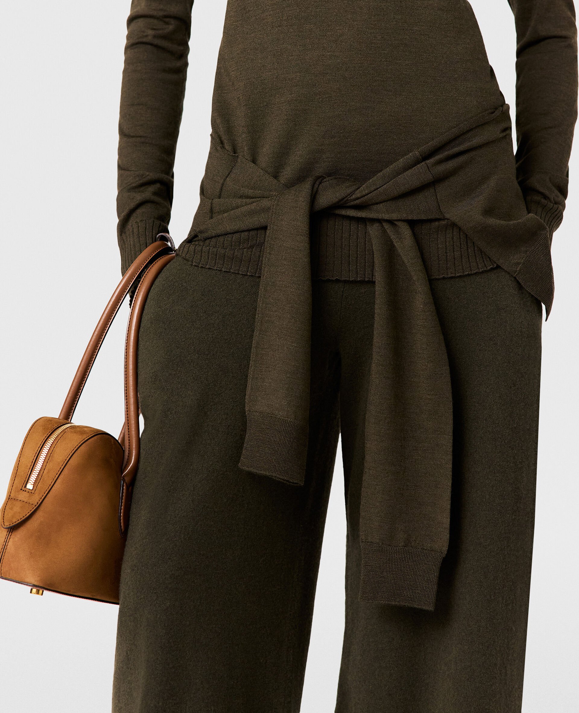 Tie-Front Crewneck Jumper-Green-large Tie-Front Crewneck Jumper-Green-large image number 2