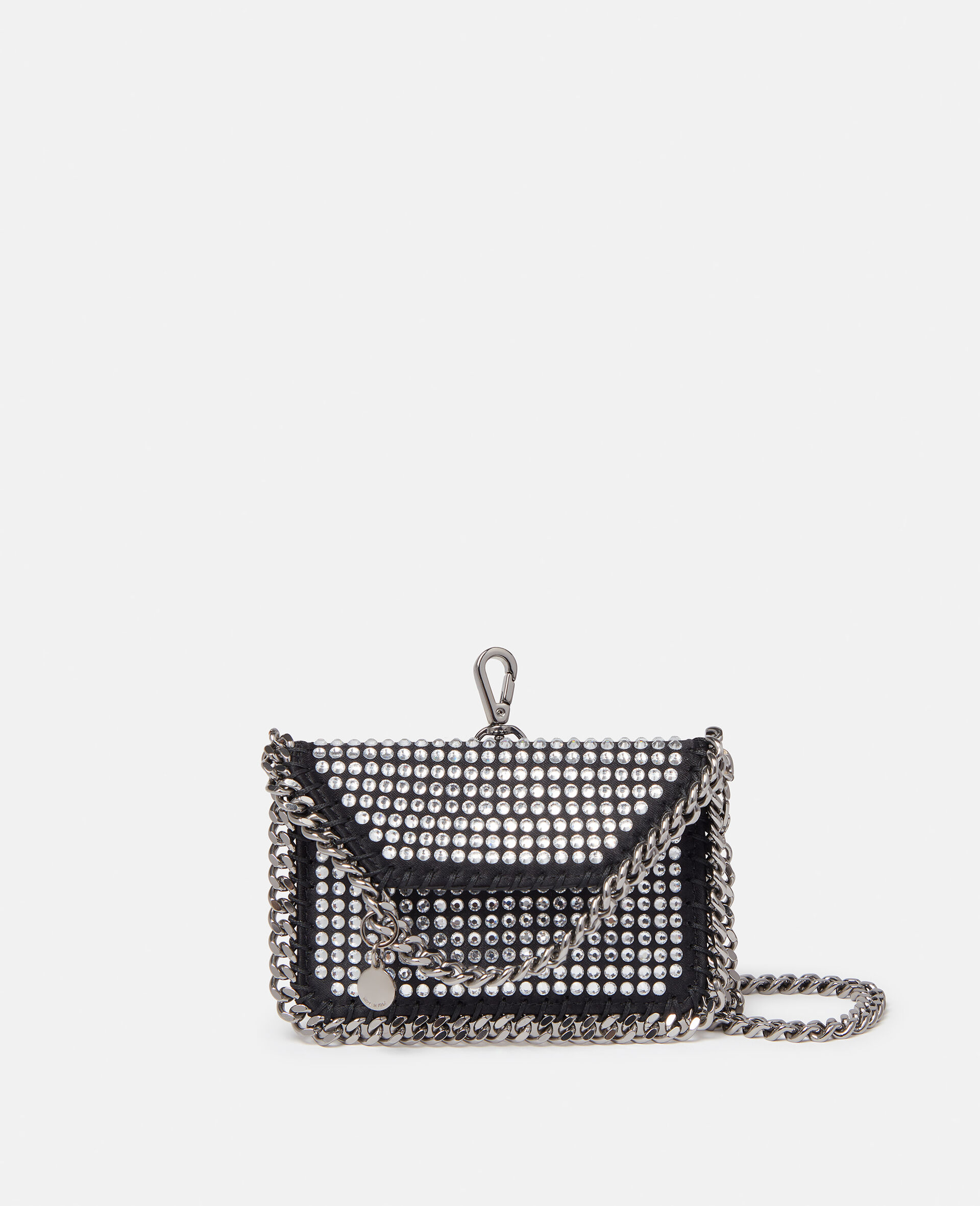Portacarte con Cristalli e Catena Falabella-Nero-large image number 0