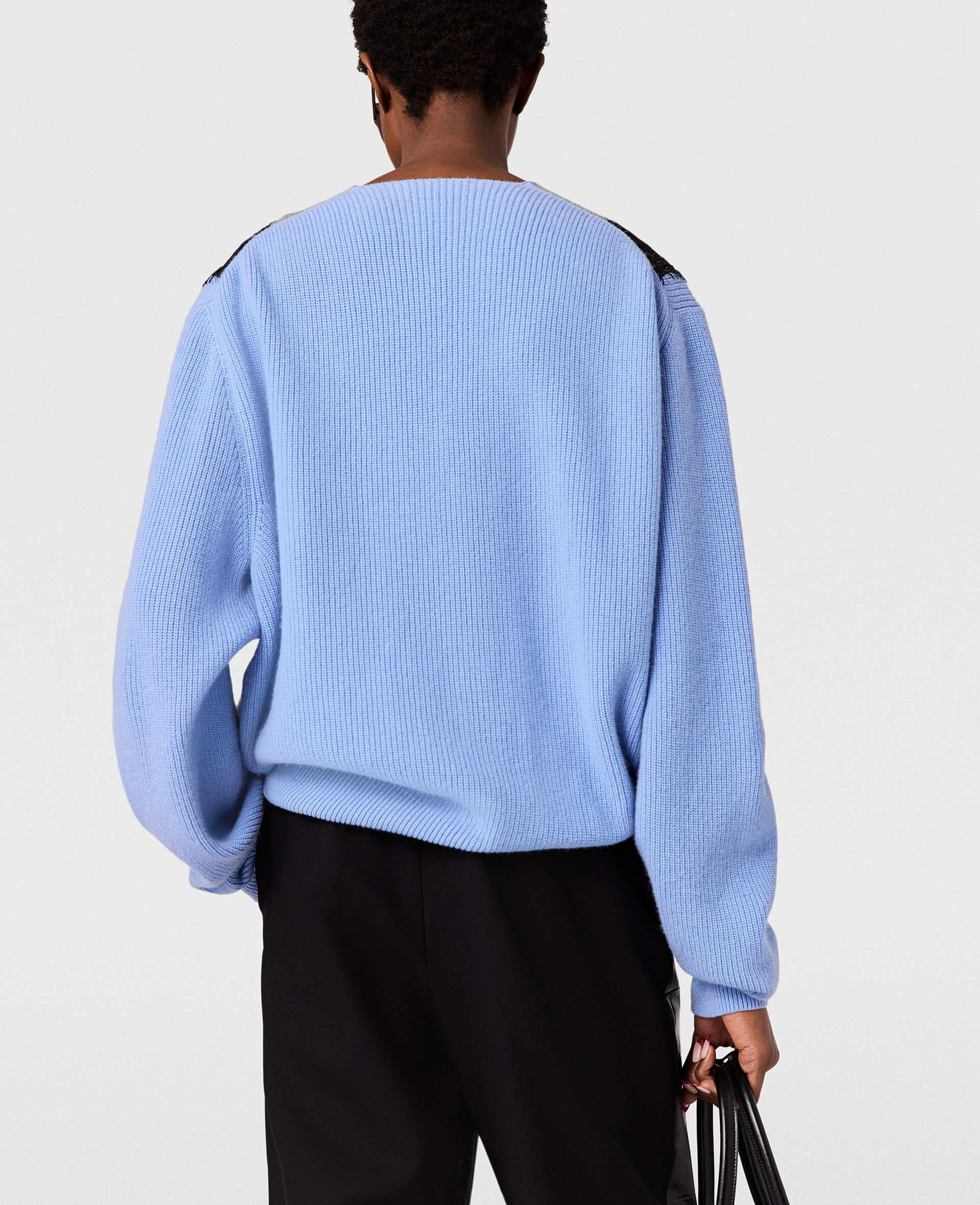 Lang&auml;rmeliger Pullover mit Spitzeneinsatz-Blau-large image number 3