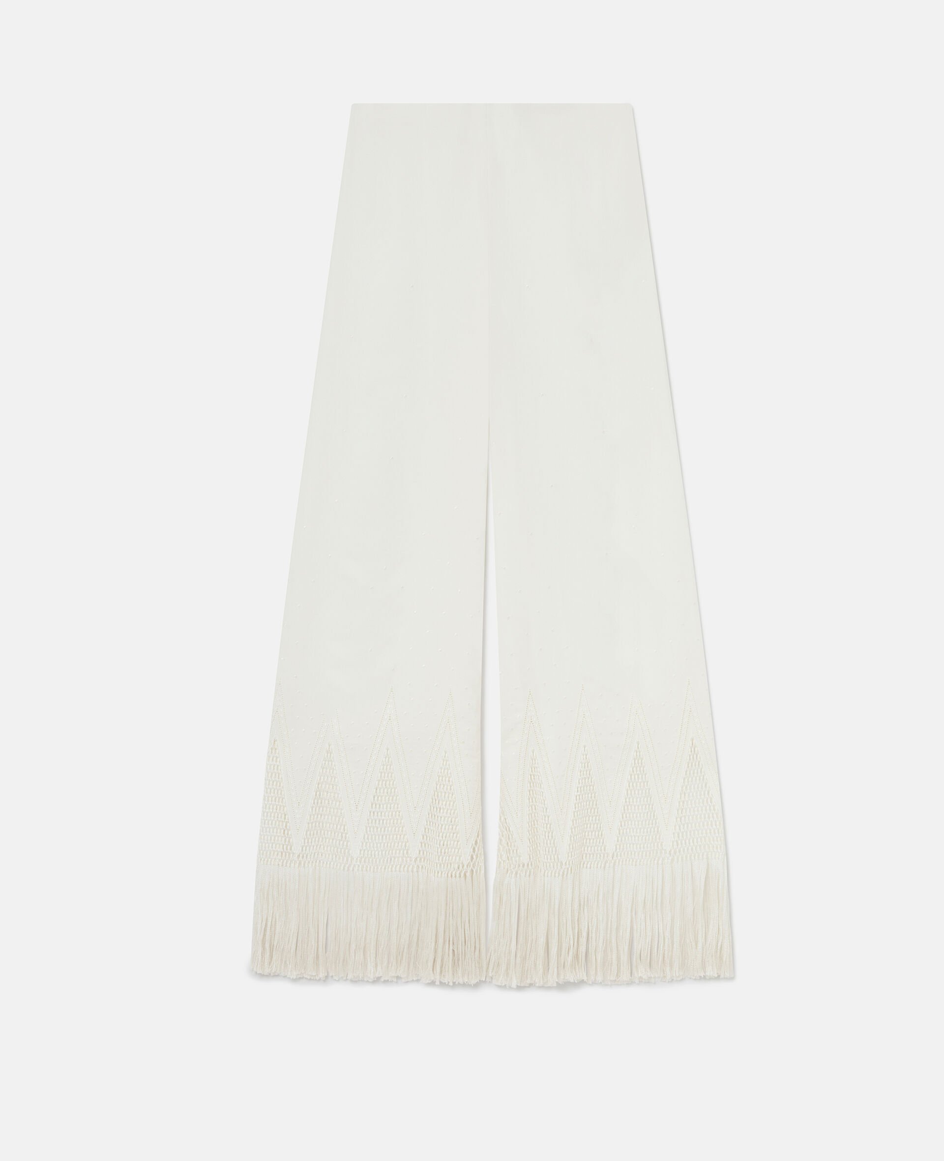 Open-Knit Fringe Wide-Leg Trousers-Cream-large image number 0