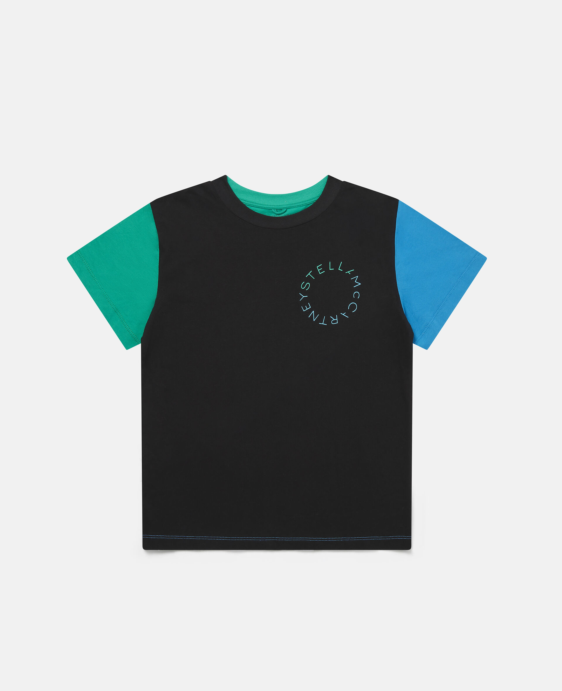 Oversized Colour Block Cotton T-shirt -Black-large image number 0