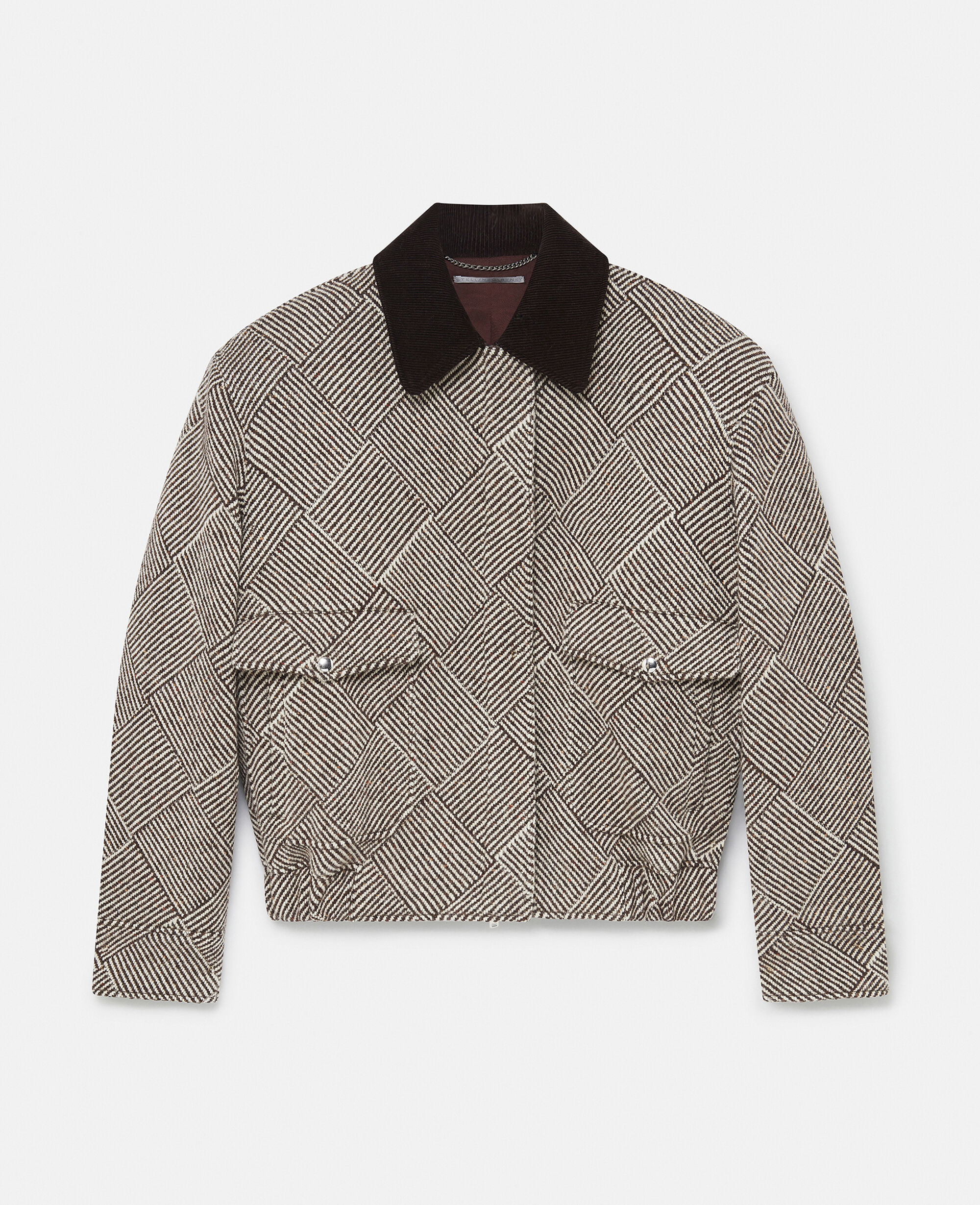 Women Beige tweed Oversized Tweed Bomber Jacket | Stella McCartney US
