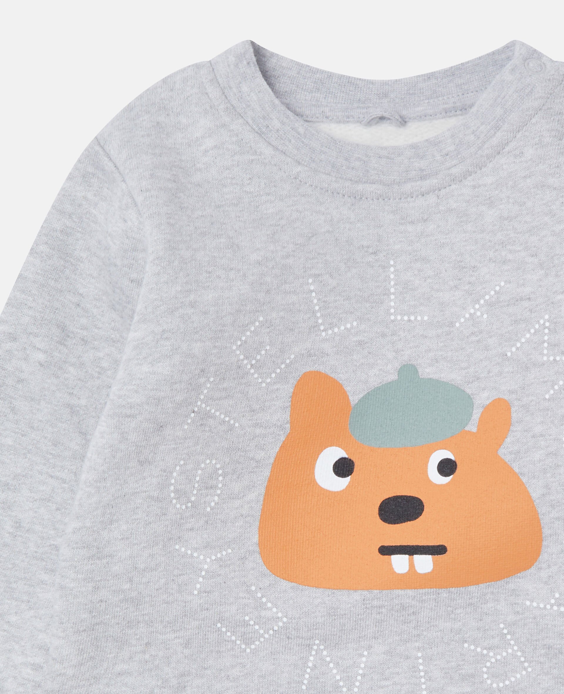 Squirrel Graphic Crewneck Sweatshirt-Grey-medium