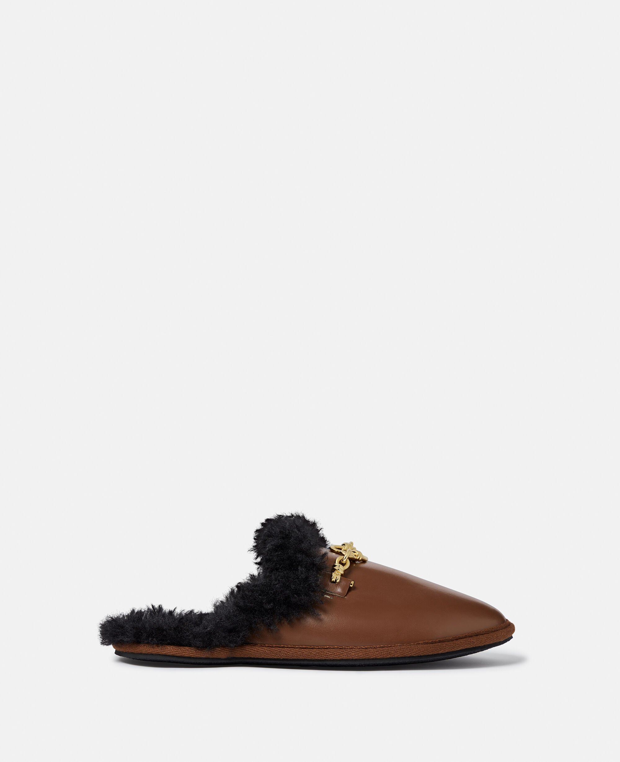 Women Tortoiseshell brown Ryder Backless Vegan Plush Teddy Lined Loafers Stella McCartney US