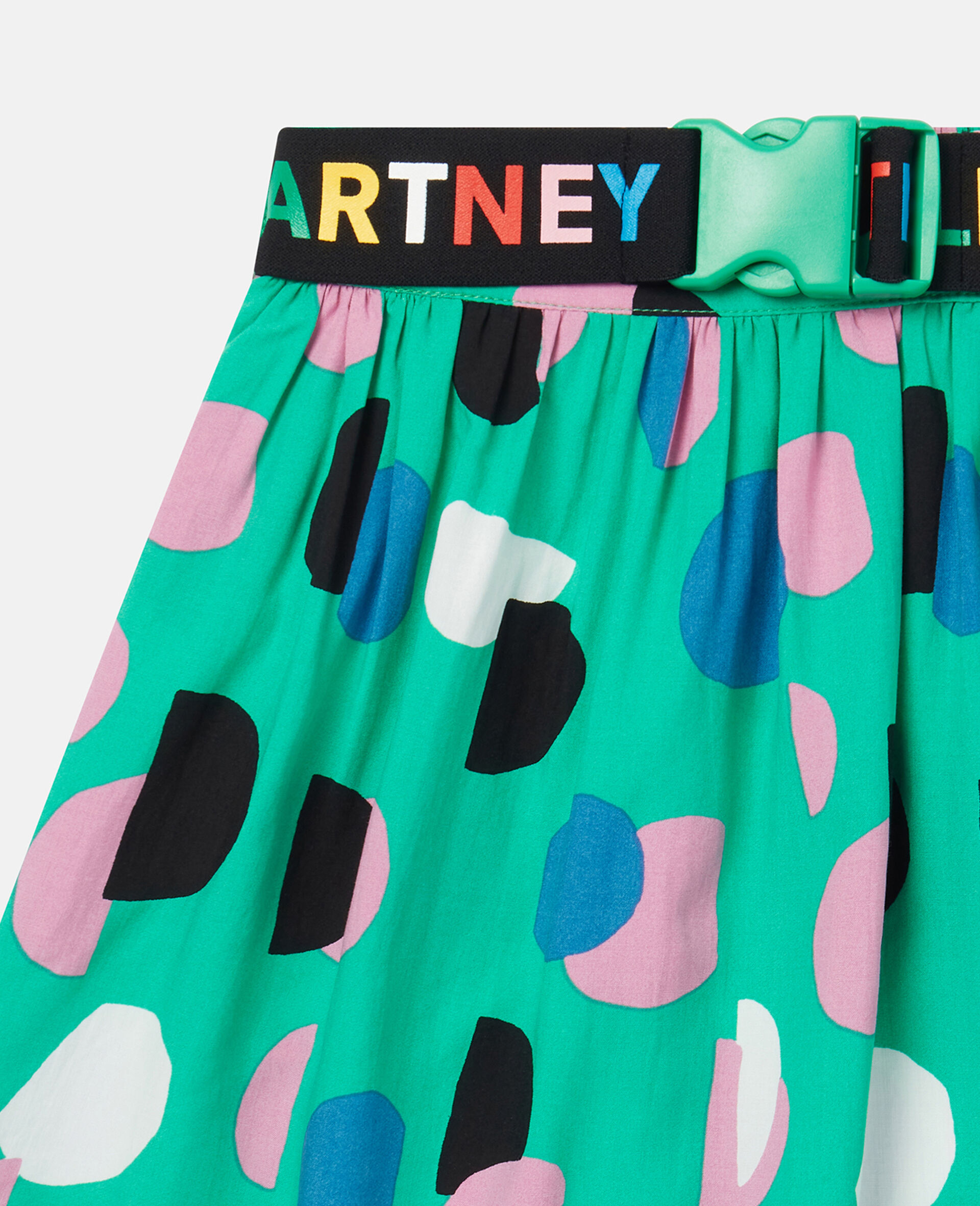 Logo Tape Dot Print Skater Skirt-Green-large image number 1