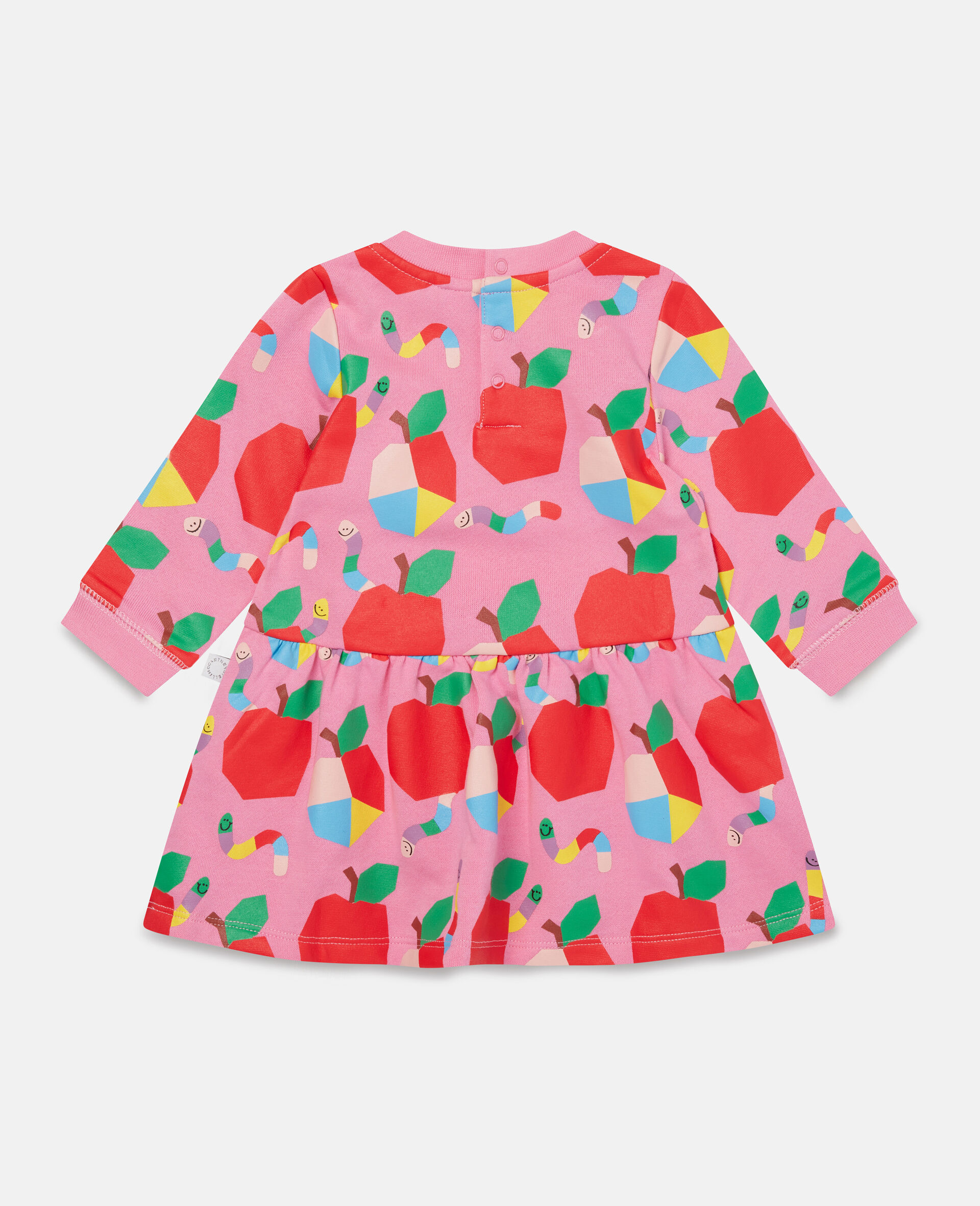 Cotton Fleece Apples and Worms Print Dress-Pink-large image number 1