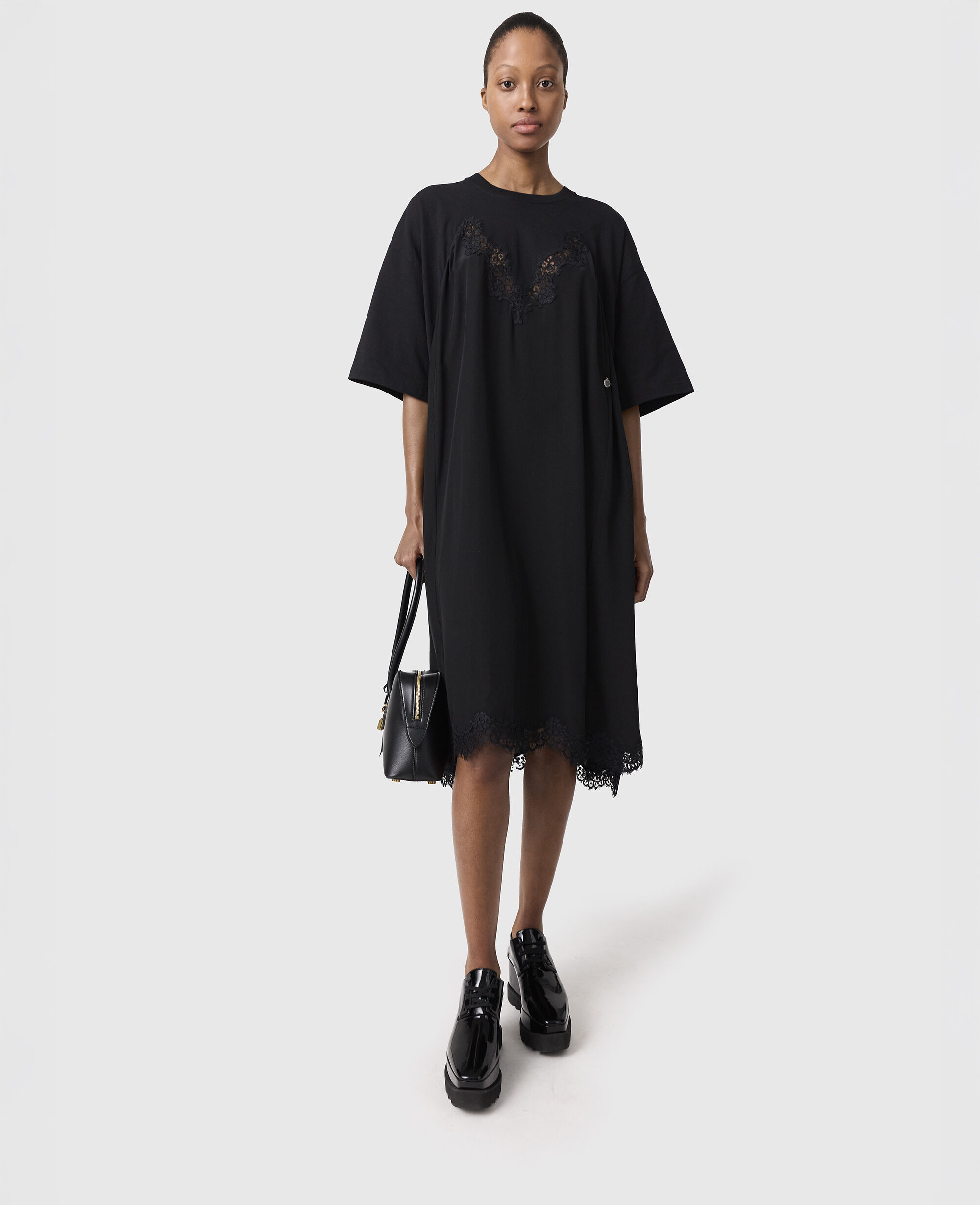 Stella Mccartney レースインサート マキシドレス Women ピュアホワイト レースインサート ショートスリーブ