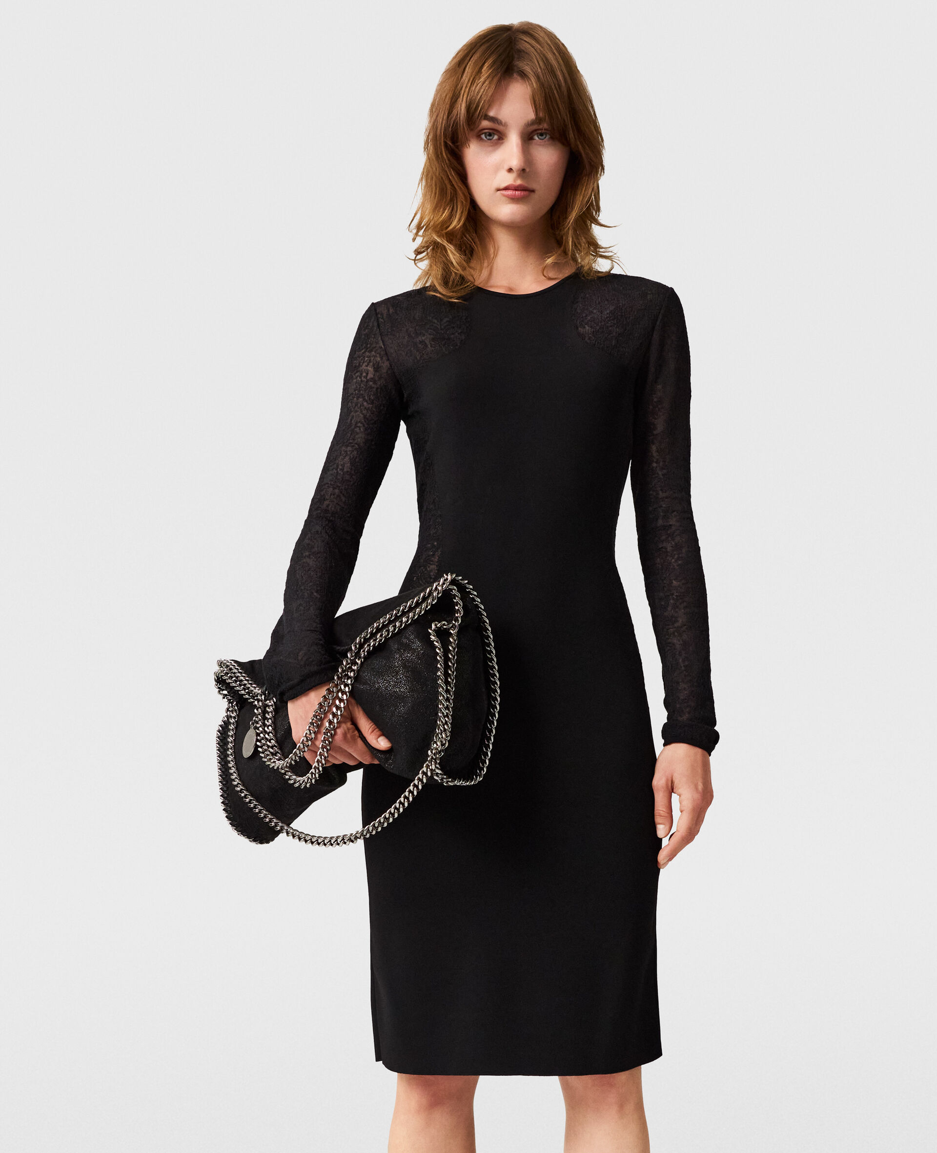Miracle Long Sleeved Compact-Knit Dress-Black-model