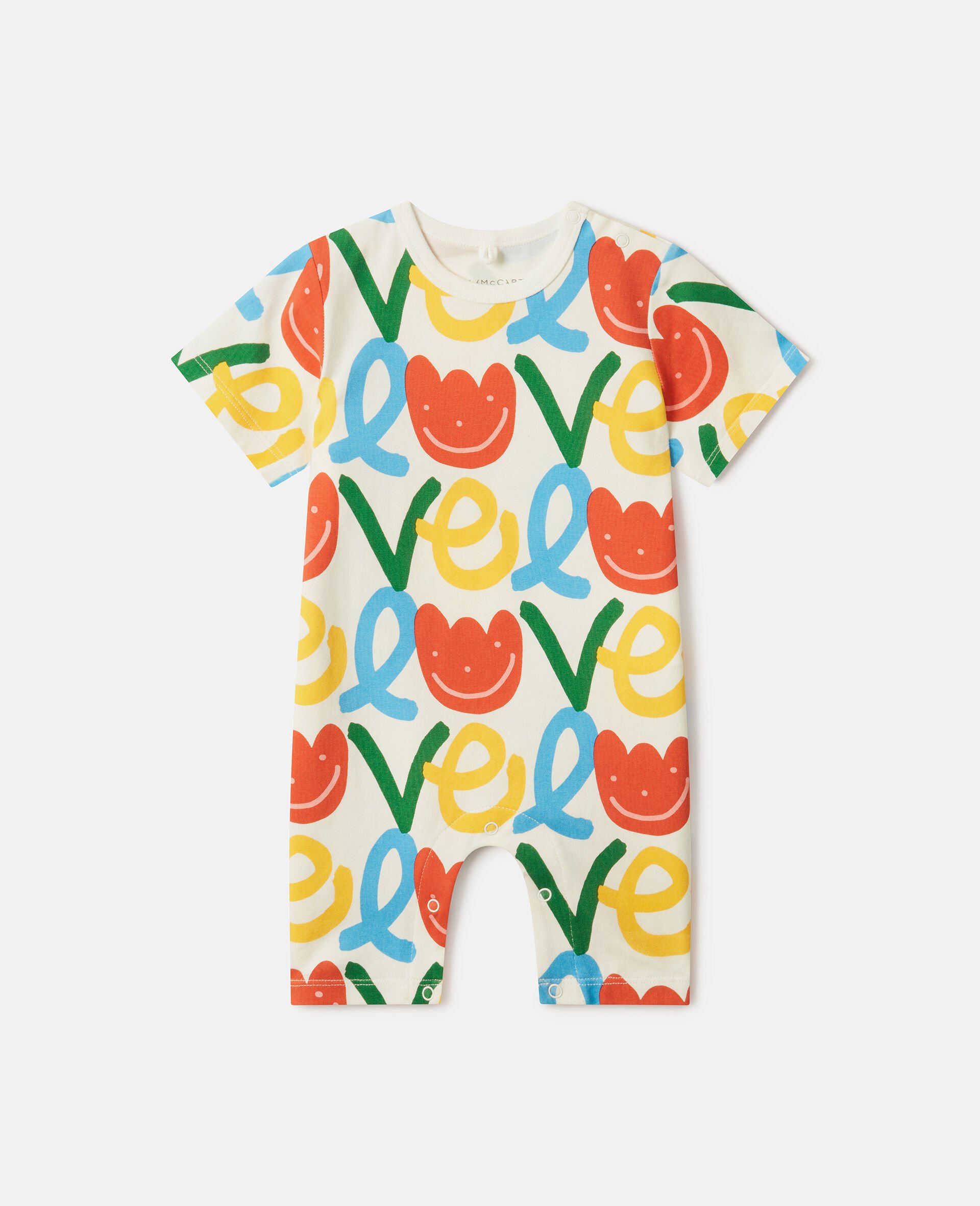 All-Over Love Print Romper-White-medium