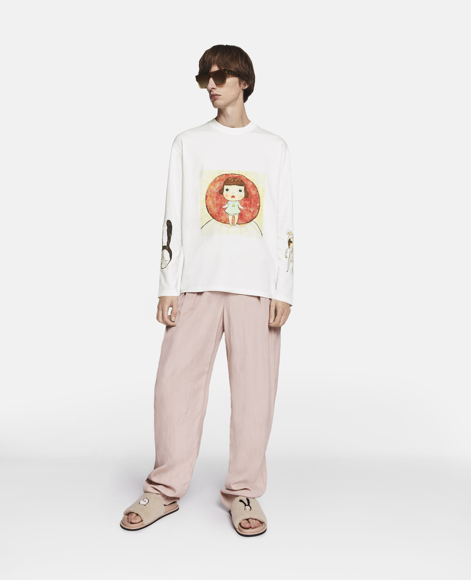 Lonesome Puppy Print T-Shirt-White-large image number 1