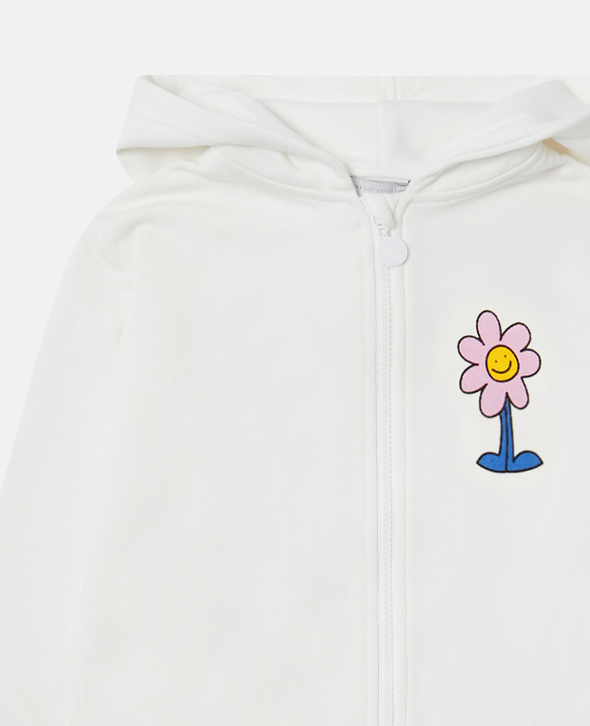 Kapuzenjacke mit Blumen-Grafik und Reißverschluss-Weiß-medium