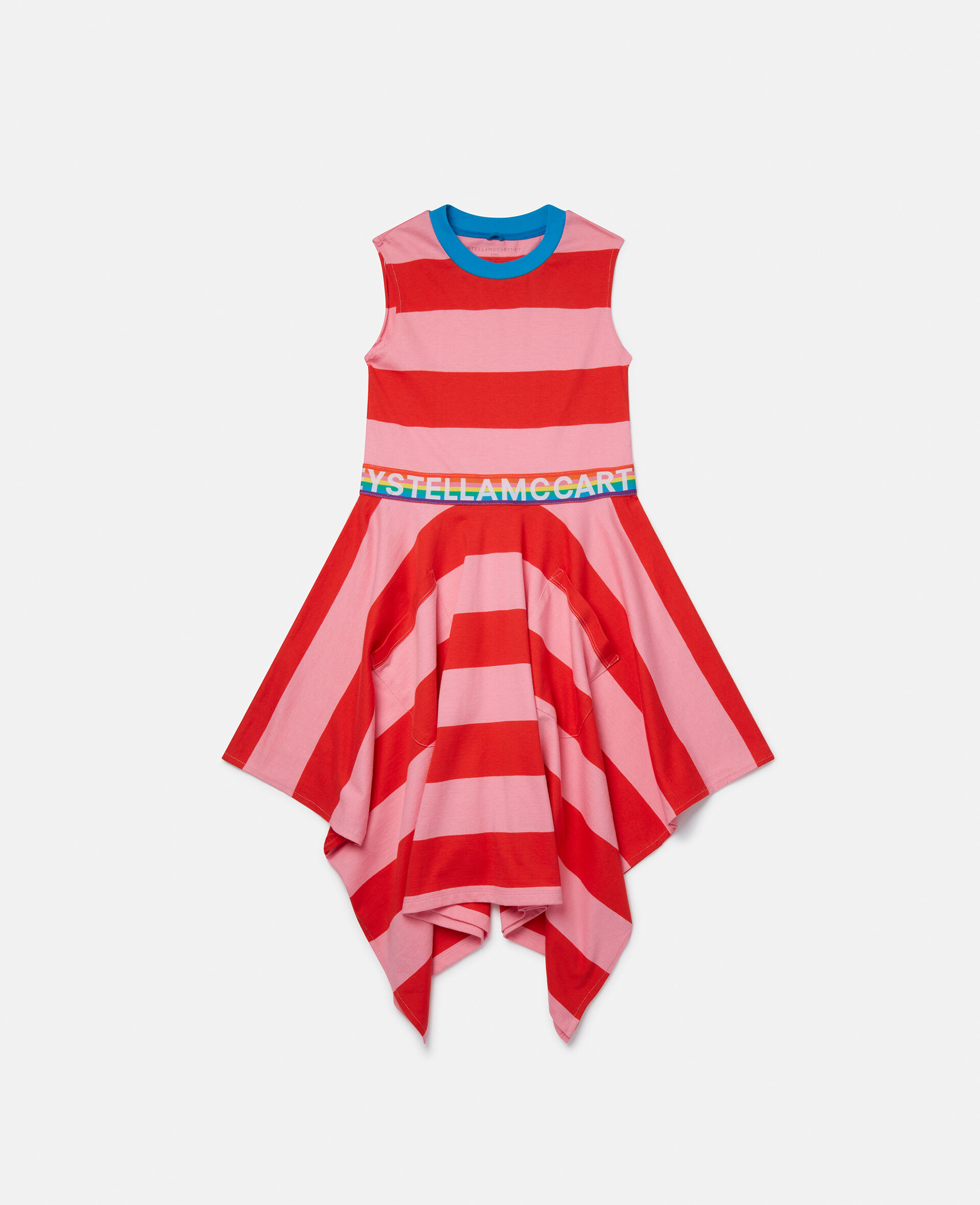 Rainbow Logo Tape Striped Dress-Red-large image number 0