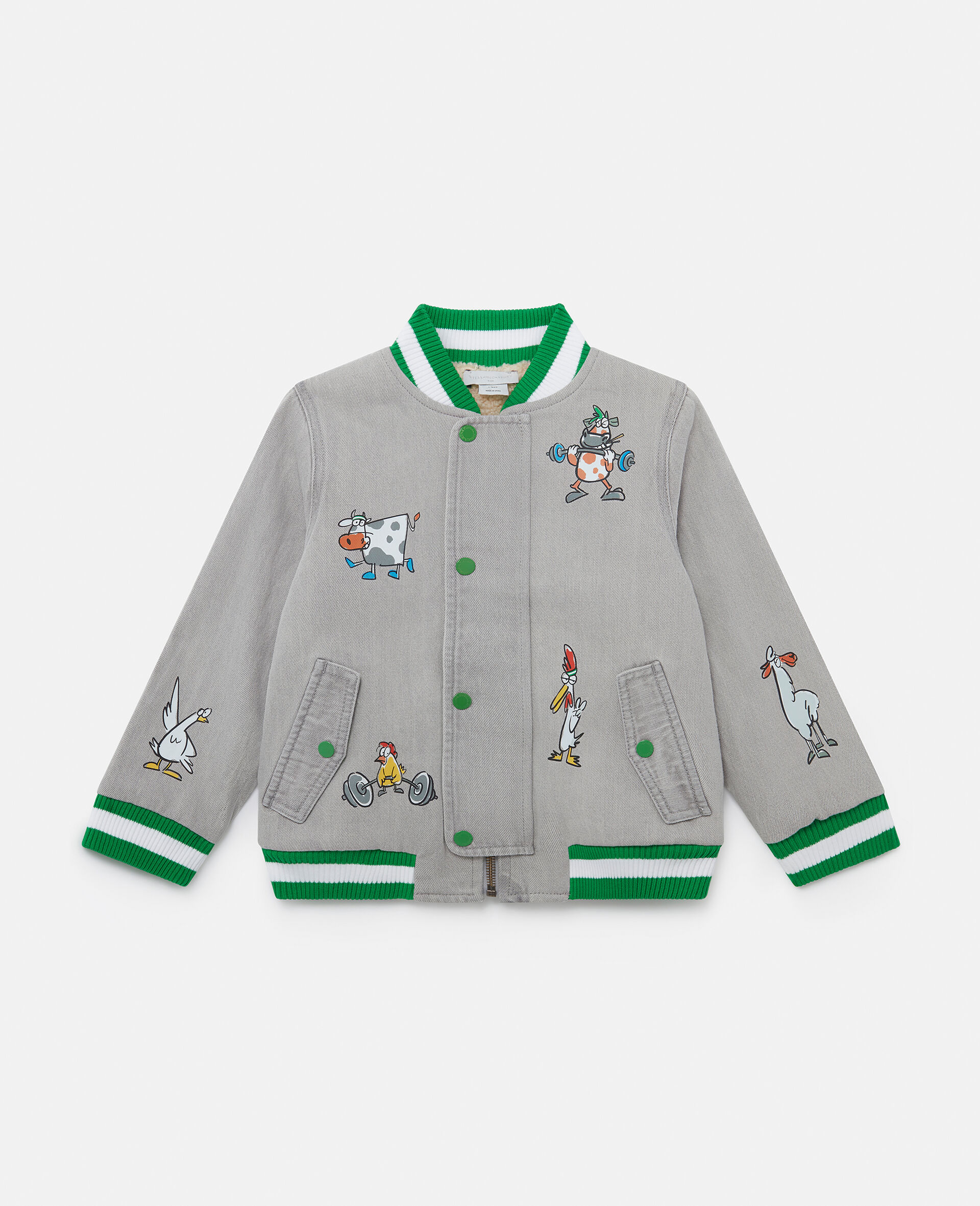 Farmyard Appliqué Bomber Jacket -Grey-large image number 0