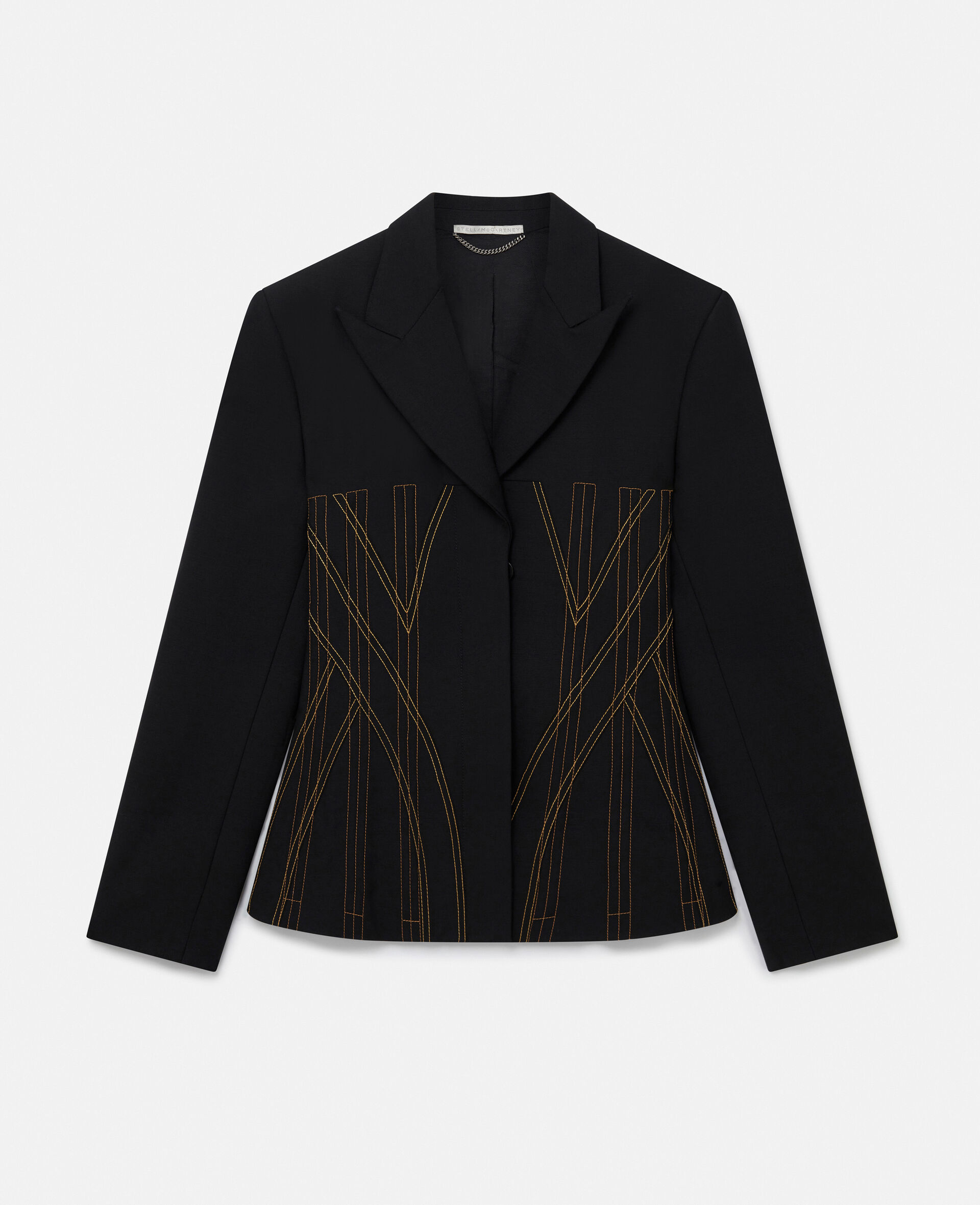 Contrast Stitch Corset Blazer-Black-large image number 0