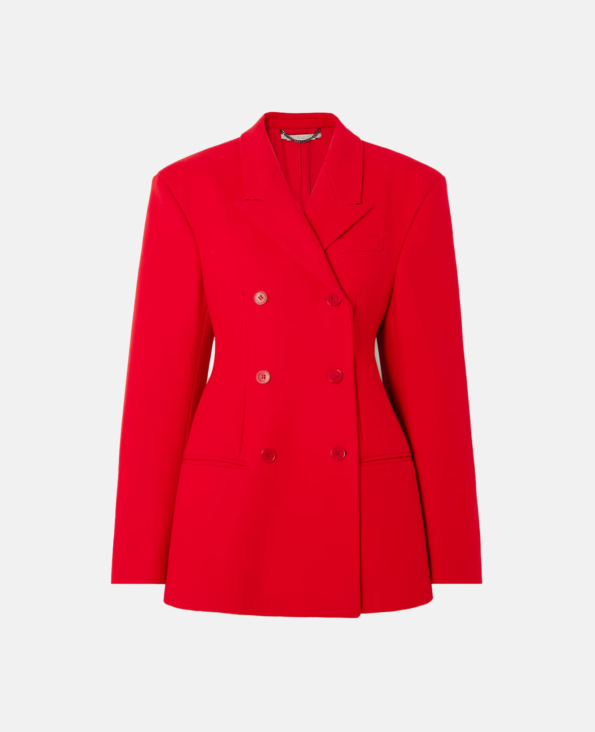 Moulded Waist Double-Breasted Blazer-Red-large image number 0