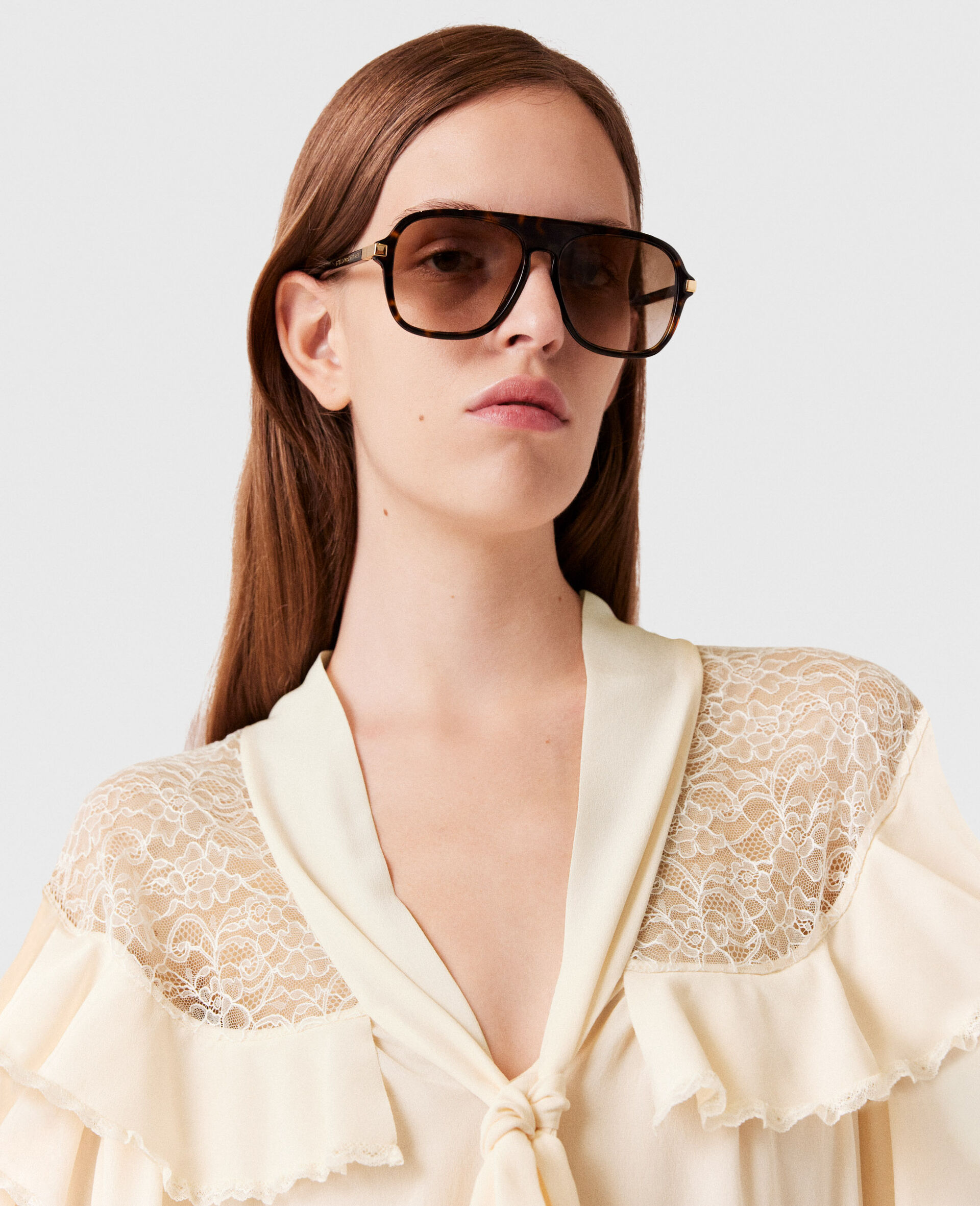 Silk Crêpe de Chine Pussybow Shirt-Cream-large image number 2