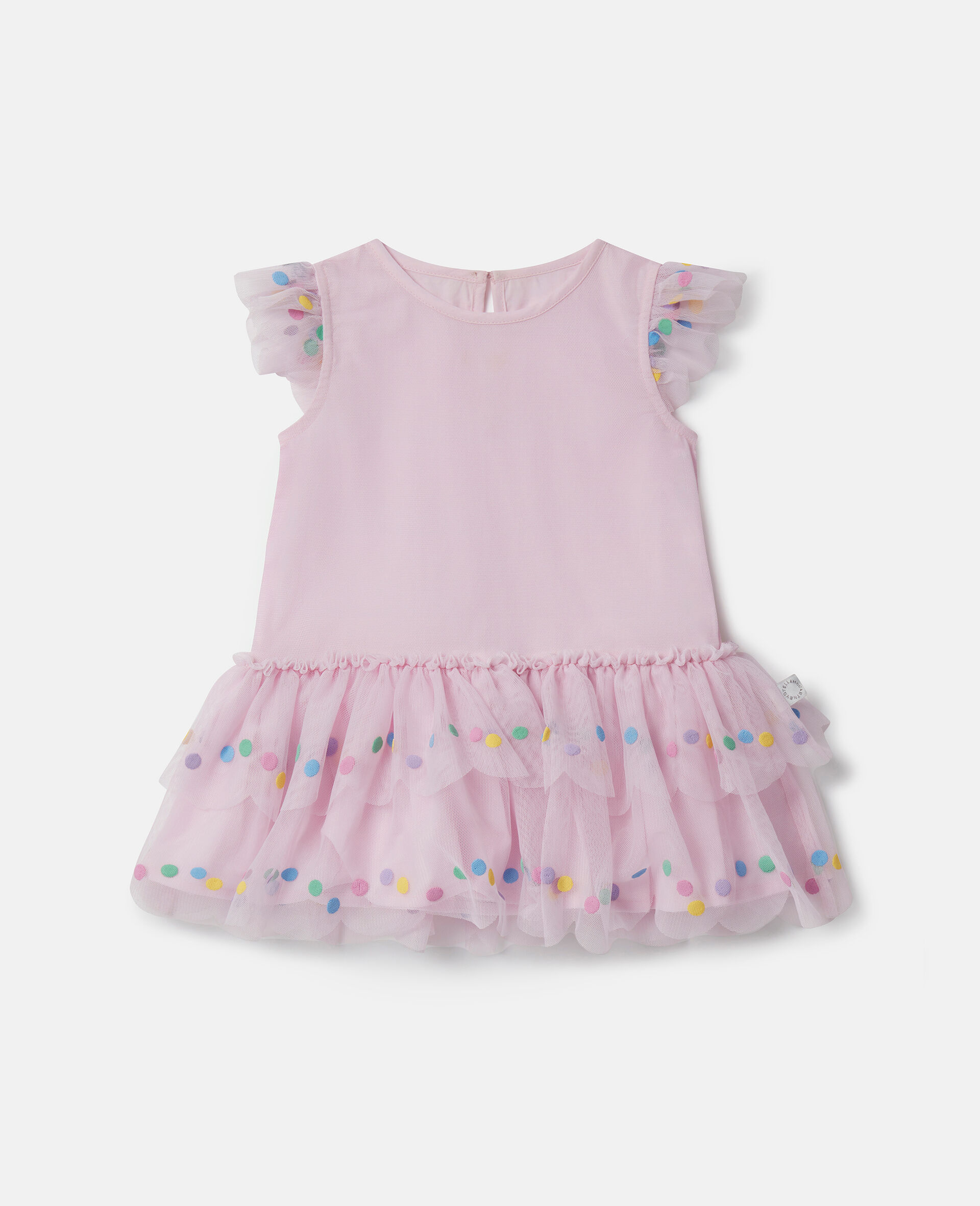 Confetti Dot Frilled Sleeveless Dress-Pink-medium