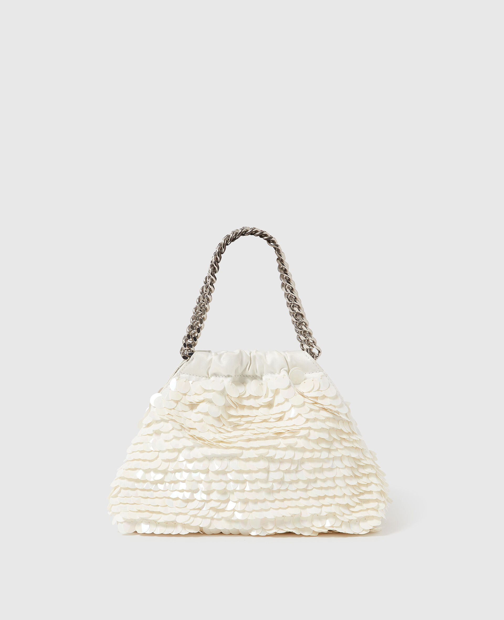 Falabella Mini Sequin-Embellished Drawstring Bag-White - Back image
