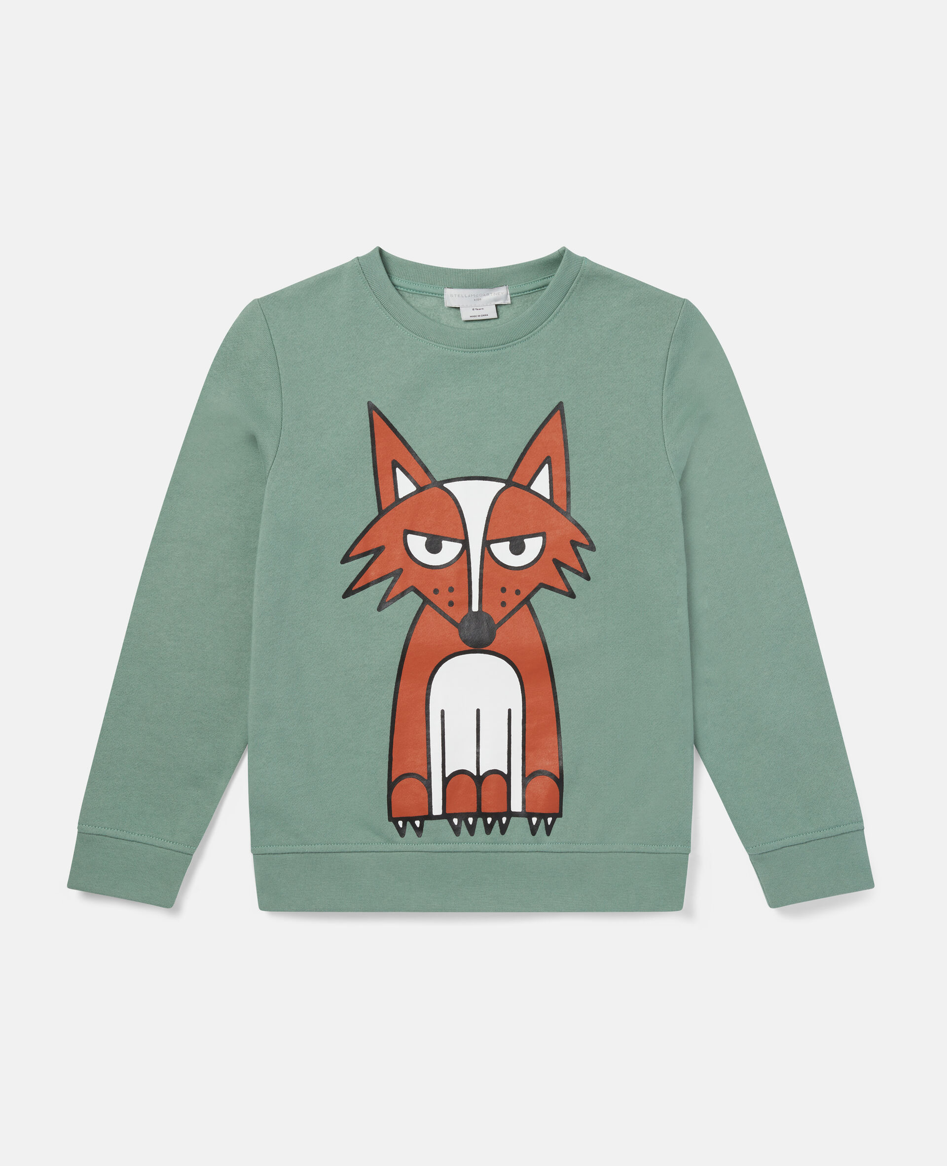 Fox Print Cotton Fleece Sweatshirt-Green-large image number 0