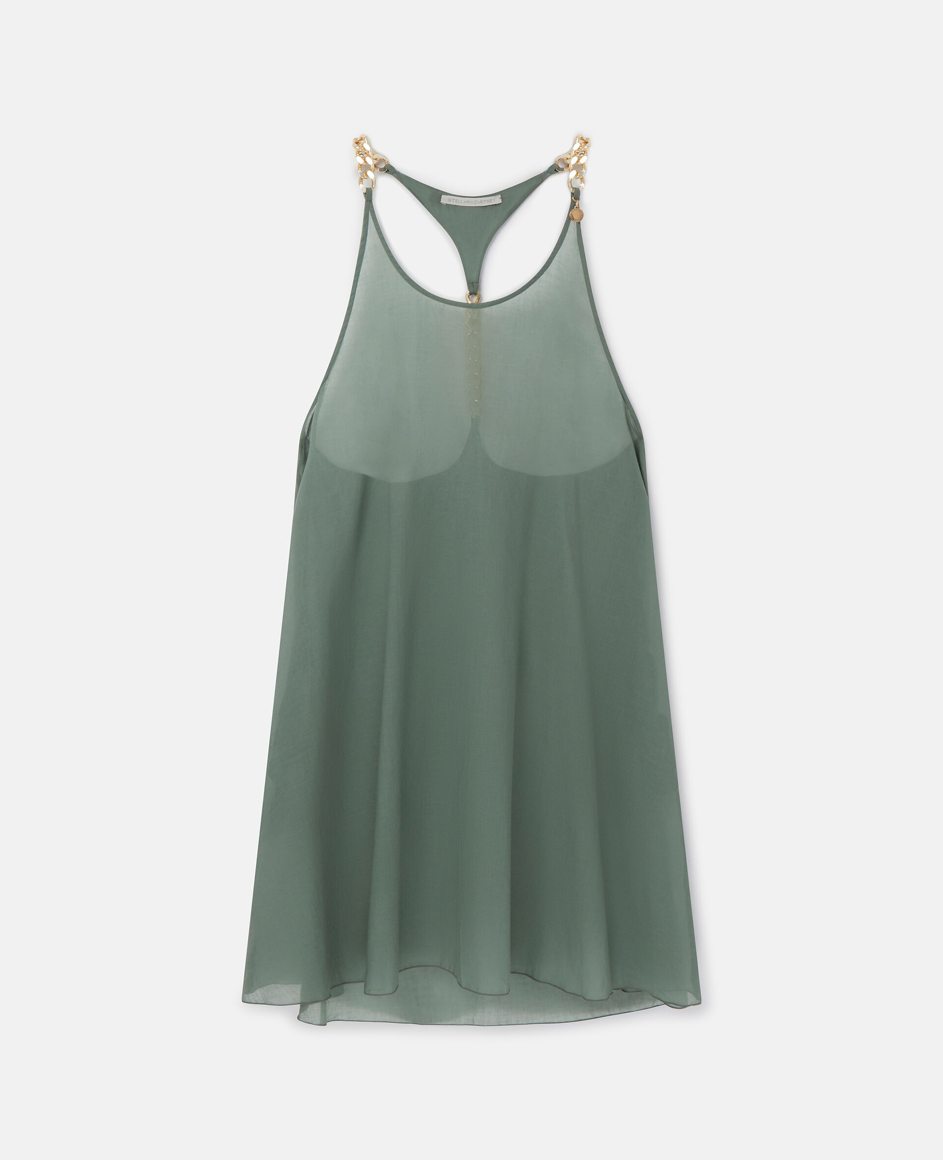 Iconic Chain Cotton Mini Dress-Green-large image number 0