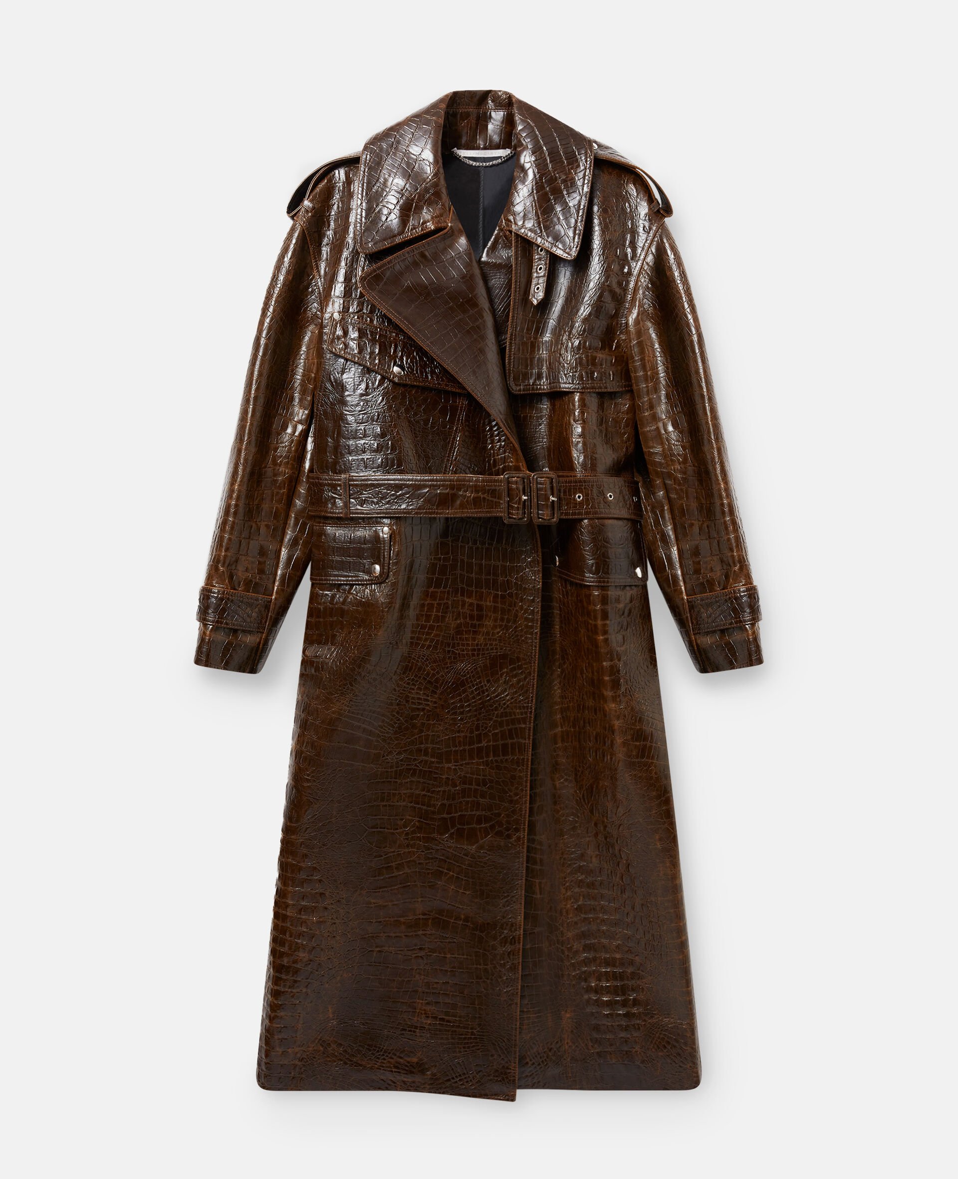Trenchcoat mit Krokodil-Prägung-Brown-medium