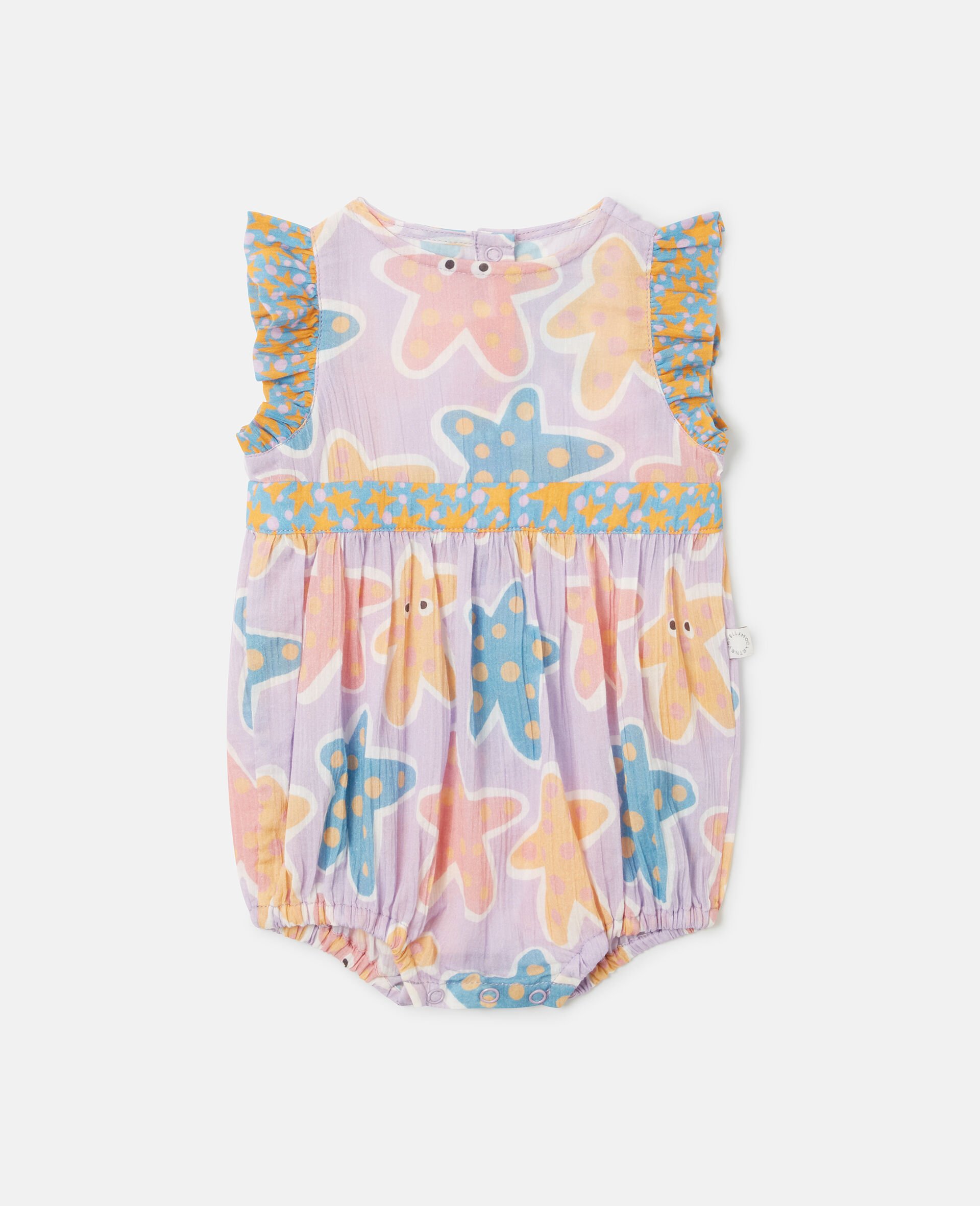 Starfish Print Cotton Romper-Purple-medium
