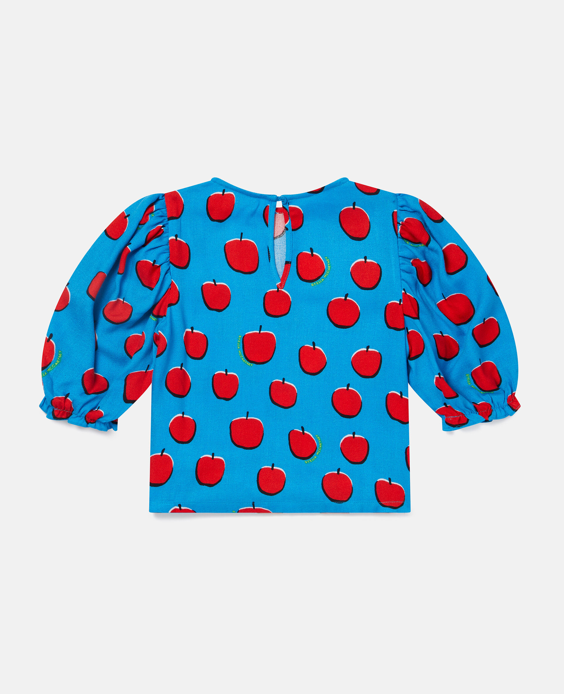 Apple Print Crepe Top-Blue-large image number 2