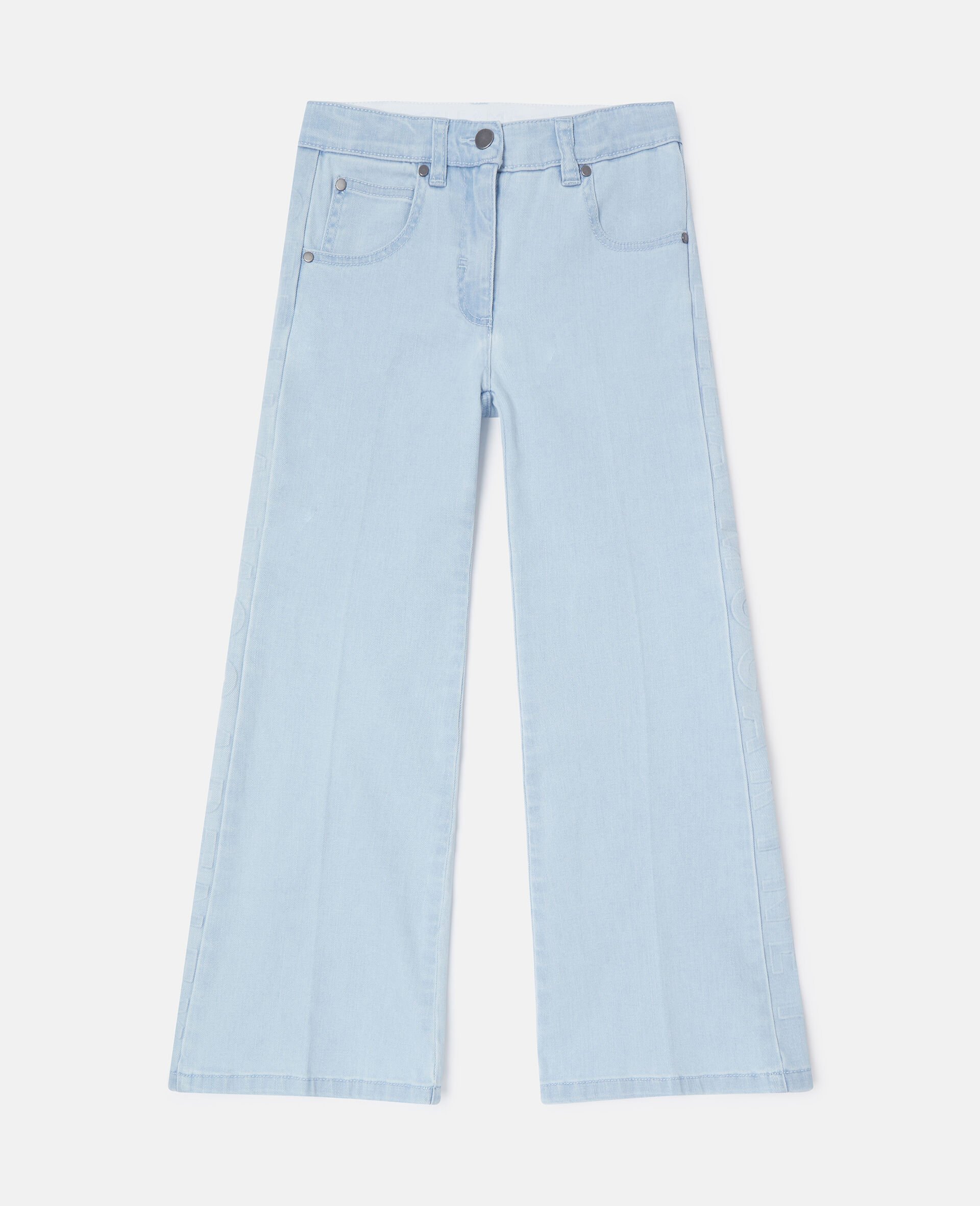 Ausgestellte Denim-Jeans mit heller Waschung-Blau-medium