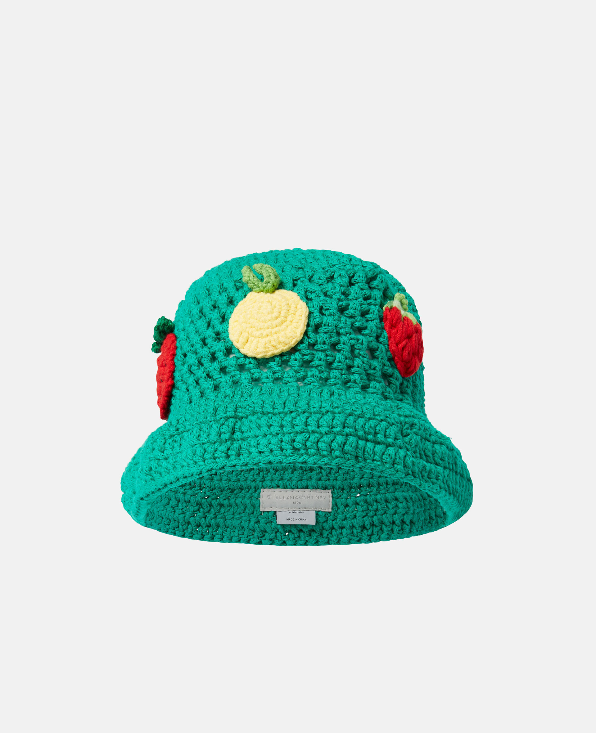 Berry Embroidered Crochet Bucket Hat-Green-large image number 0